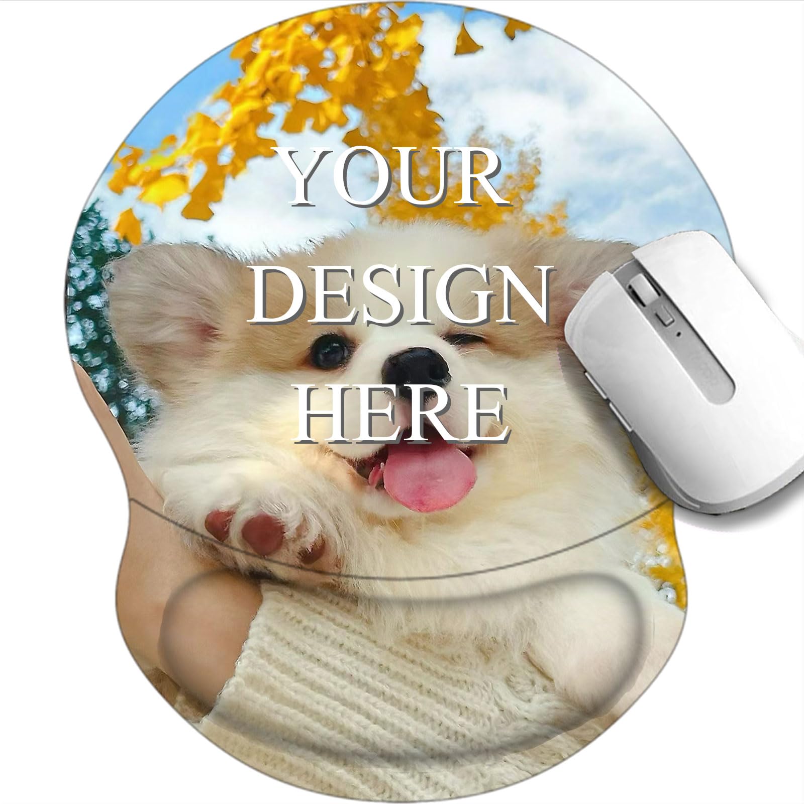Custom Mouse Pad with Wrist Support，Ergonomic Personalized Mousepad,Add Personalized Photo & Text, Non-Slip Base, Comfort Gel Cushion for Office and