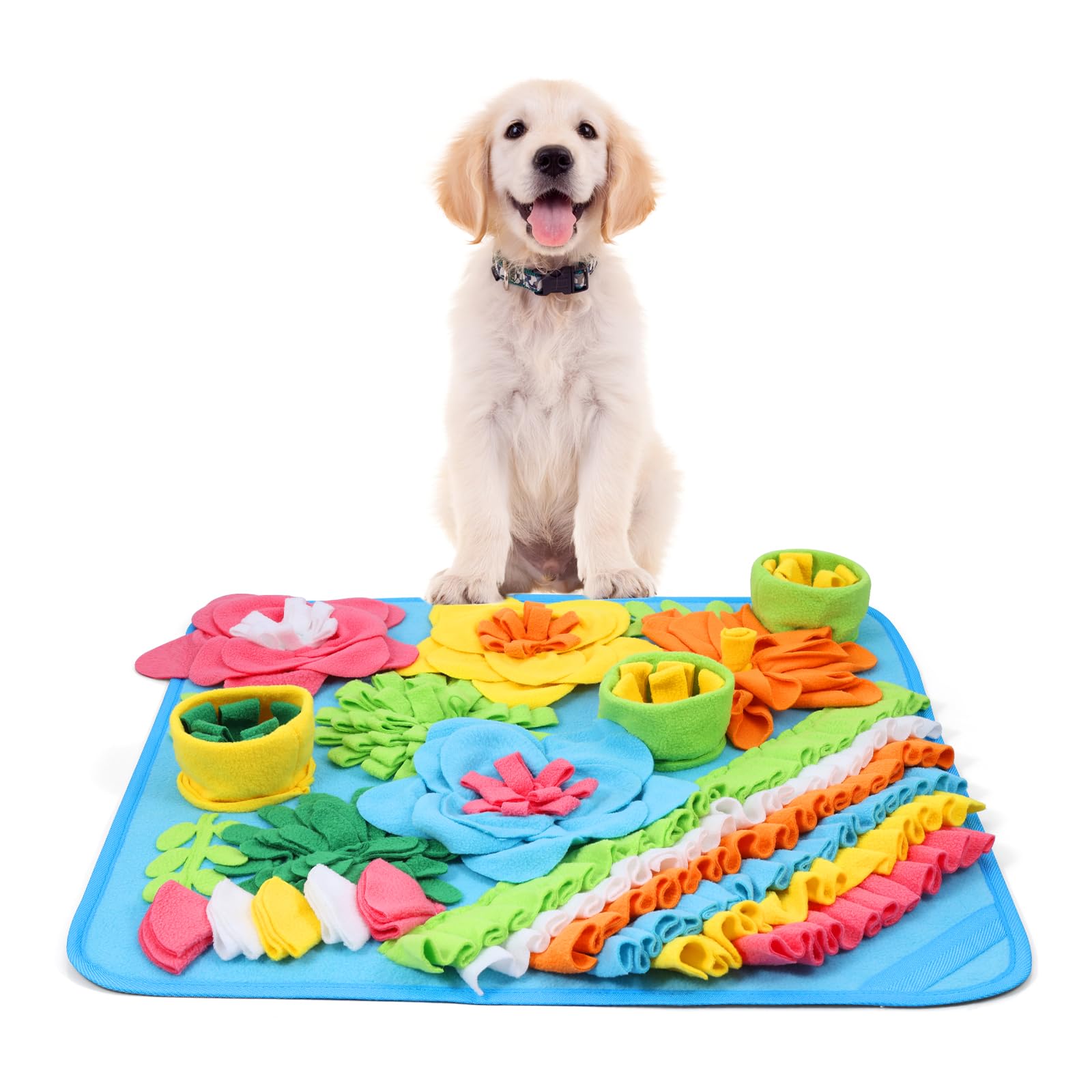 Snuffle Mat for Dogs, 20'' x 20'' Interactive Sniff Mat Smell Training & Slow Eating for Mental Stimulation & Stress Relief, Encourages Natural Foraging Skills, Dog Puzzle Toys for Indoor & Outdoor
