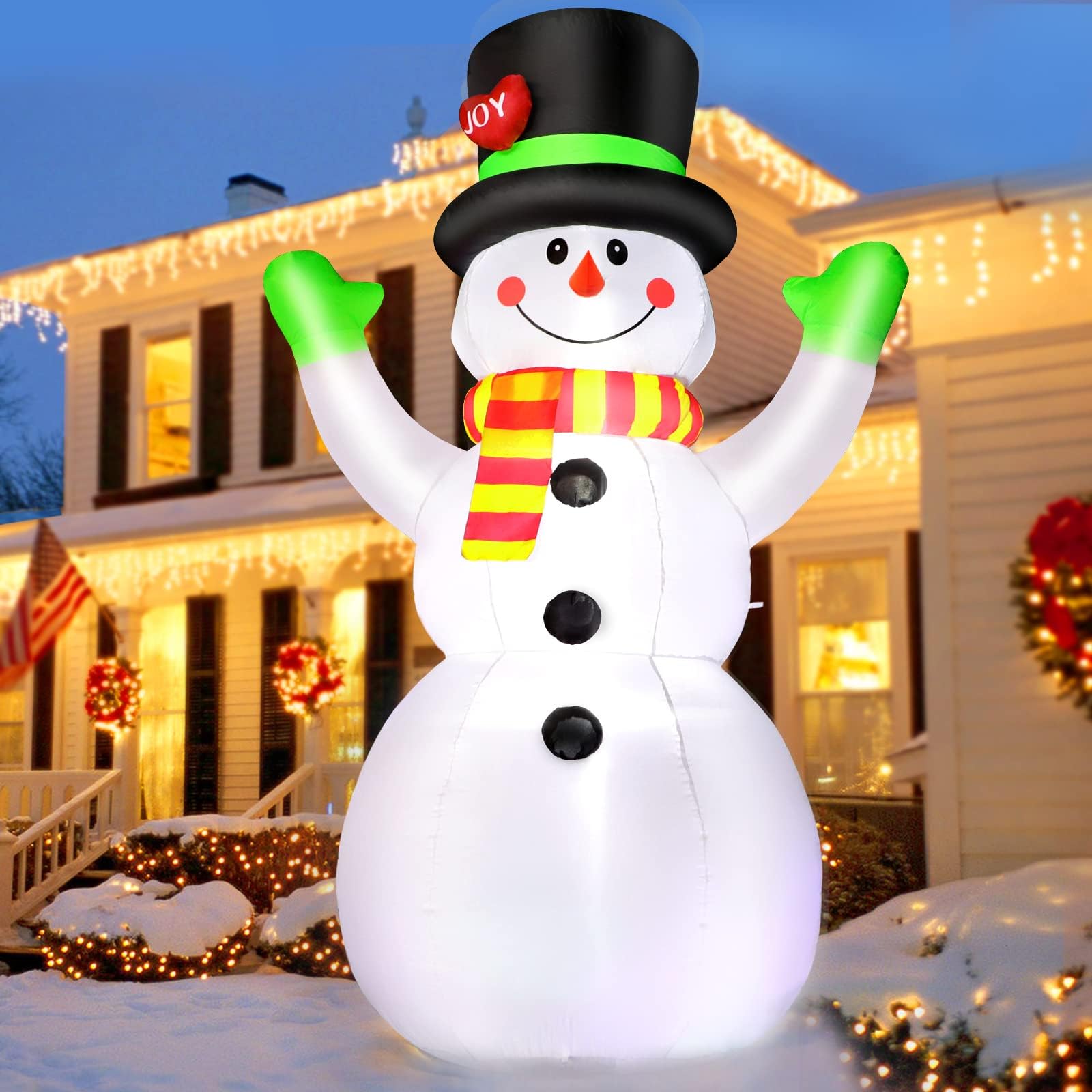 FunFanso 7 FT Christmas Inflatables Giant Snowman Outdoor Decorations, Blow up Snow Man Yard Decor Built-in Bright LED Light Wear Magic Hat, Weatherproof Holiday for Garden Patio Lawn Party Xmas Gifts