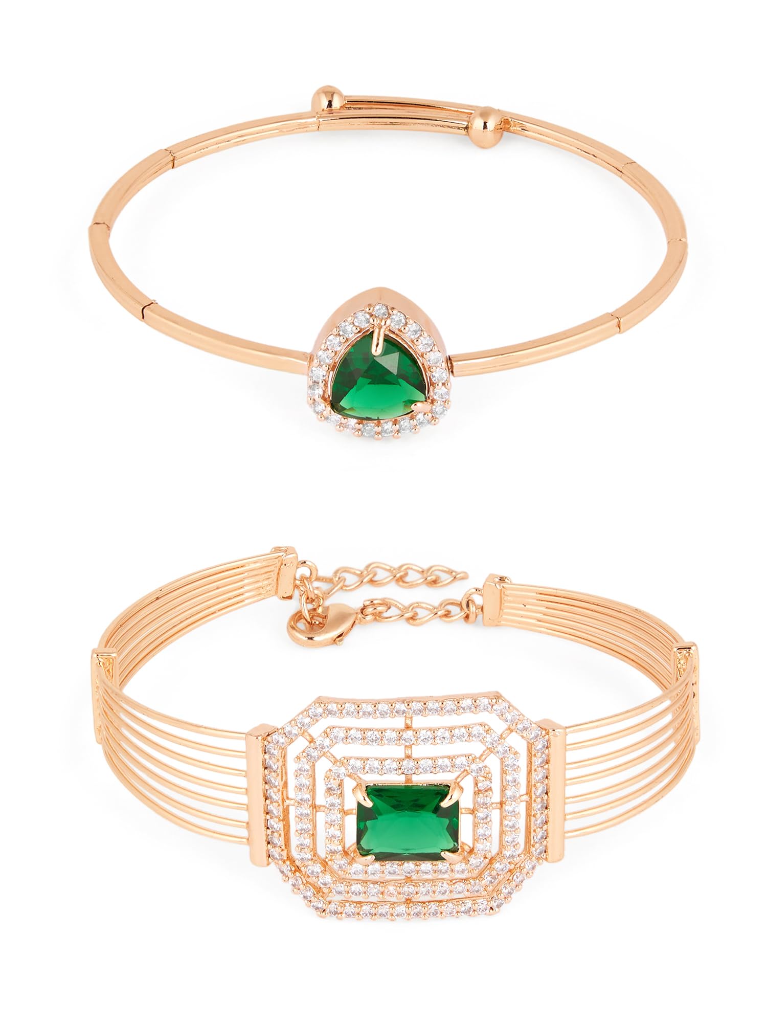 ZAVERI PEARLS Green Dazzling Cubic Zirconia Embellished Contemporary Kada Bracelet For Women-ZPFK18393 (B0DB2F1L6B) Amazon Price History, Amazon Price Tracker