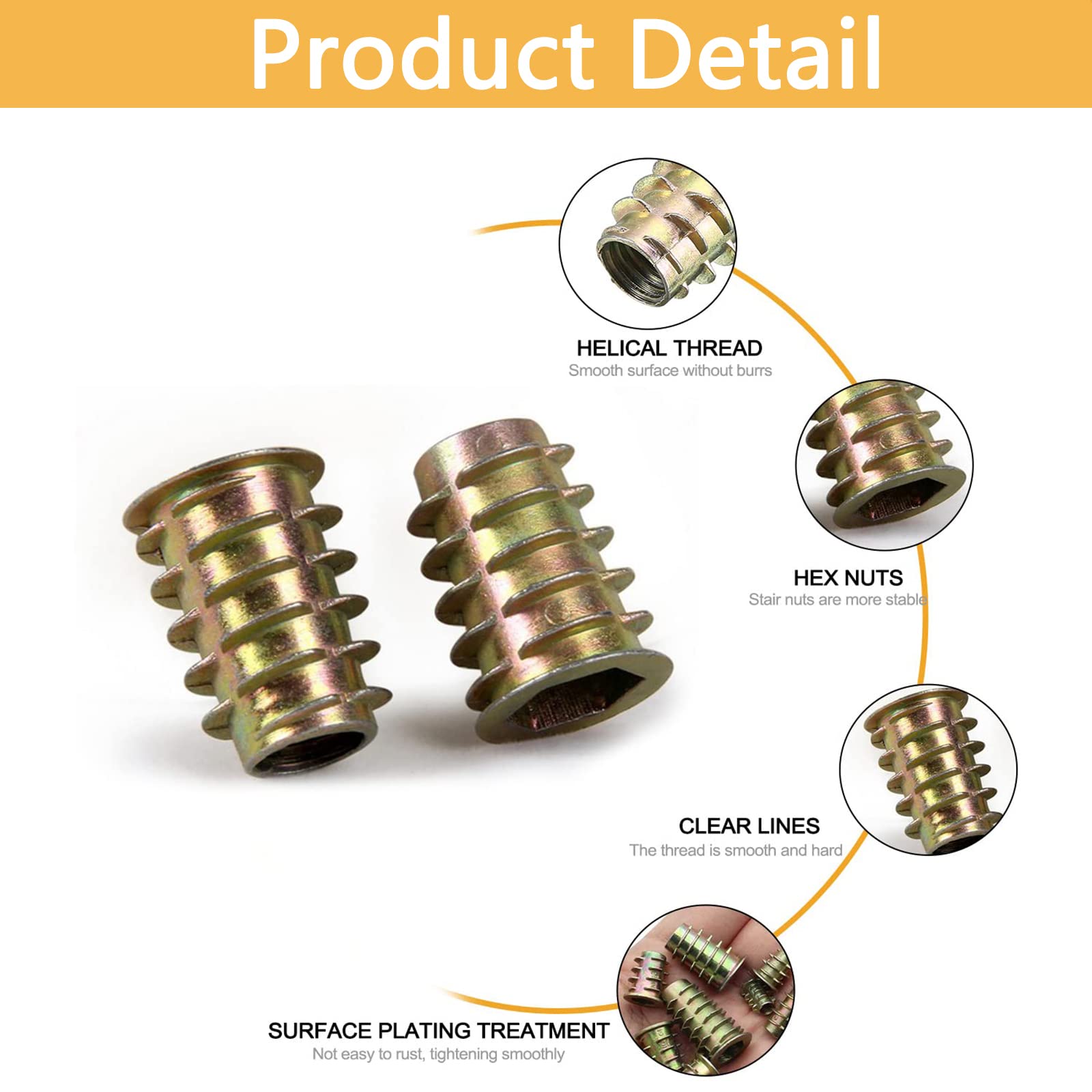 Viti Legno 100 Dadi A Esagono Incassato Per Legno - M4, M5, M6, M8 Per Mobili E Fai-da-te Dadi Avvitamento