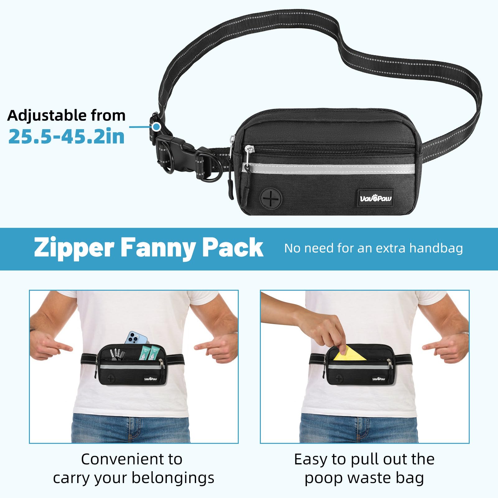 Hands Free Dog Leash with Pouch, Waist Leash for Dog Walking, Jogging, Hiking, Retractable Leashes with Dual Padded Handles, Adjustable Reflective Belt for Small, Medium, Large Dogs - image 6