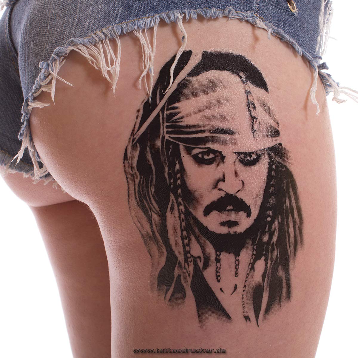 2 x Jack Sparrow XL Tattoo - Pirates of the Caribbean - Calf and