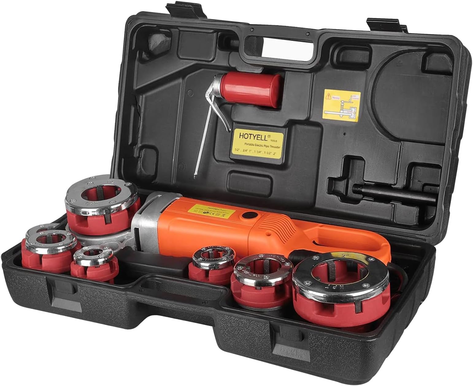 Electric Pipe Threader, Heavy-Duty Hand-Held Power Drive Kit, 2300W, Portable with 6 Dies for 1/2-Inch to 2-Inch Pipe Threading, 220V