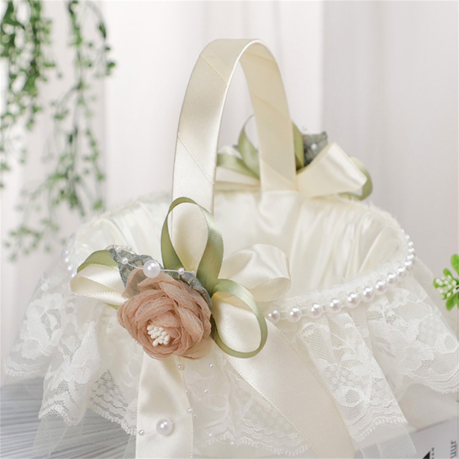 Cestino Fiore Ragazza Sposa In Pizzo - Per Matrimonio, Decorazione Cerimonia - Foto 9