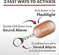 Vista 3 de SABRE Alarma personal 2 en 1 con luz LED, sirena de seguridad personal de 130 dB, gancho a presión para acceso instantáneo, rango de 1,250 pies