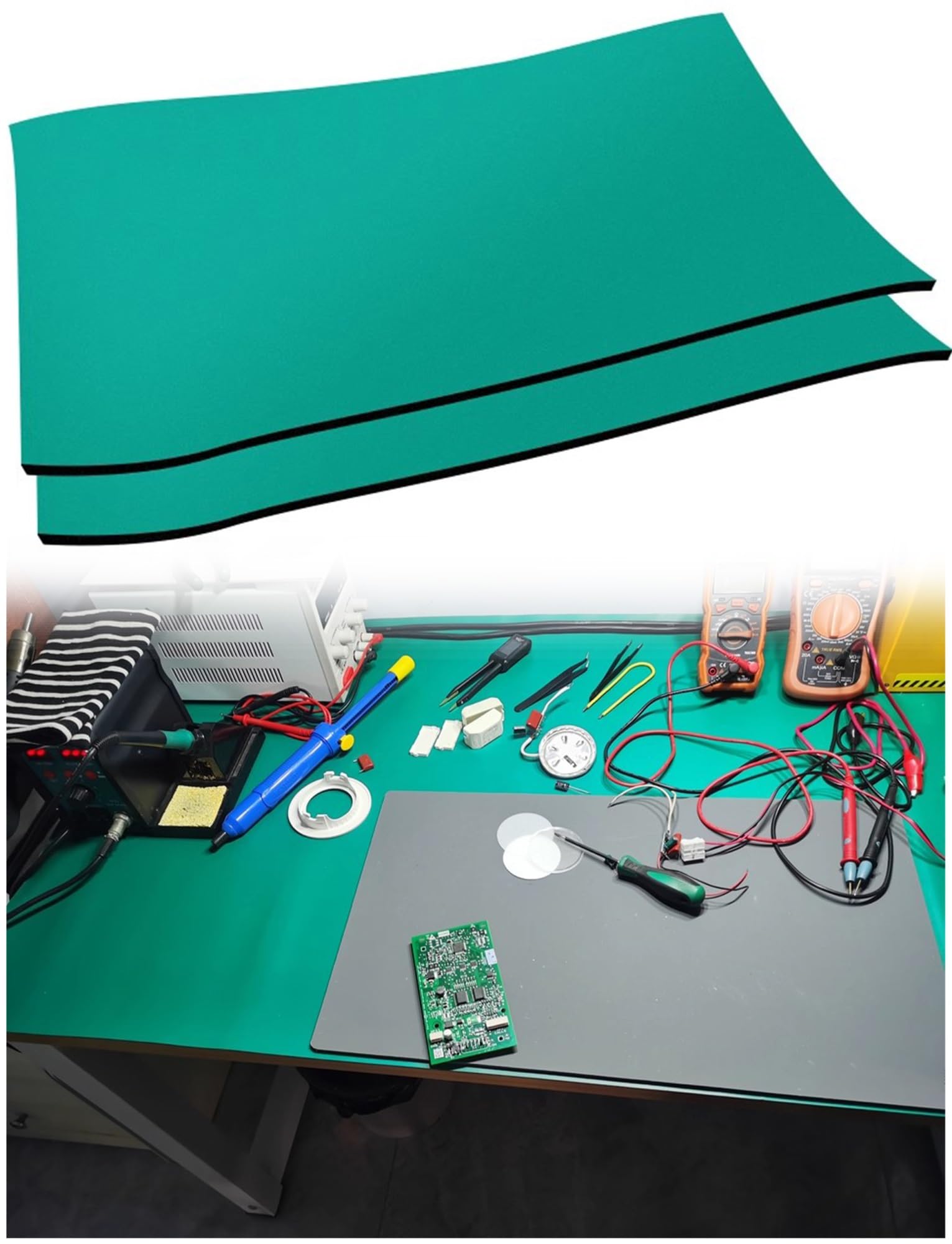 Antistatische Silikon-Lötmatte for die Elektronikreparatur, hitzebeständige Gummi-Werkbank-Schreibtischunterlage, 0,2 cm dicke Unterlage, leicht zu reinigen(1000x50 cm)