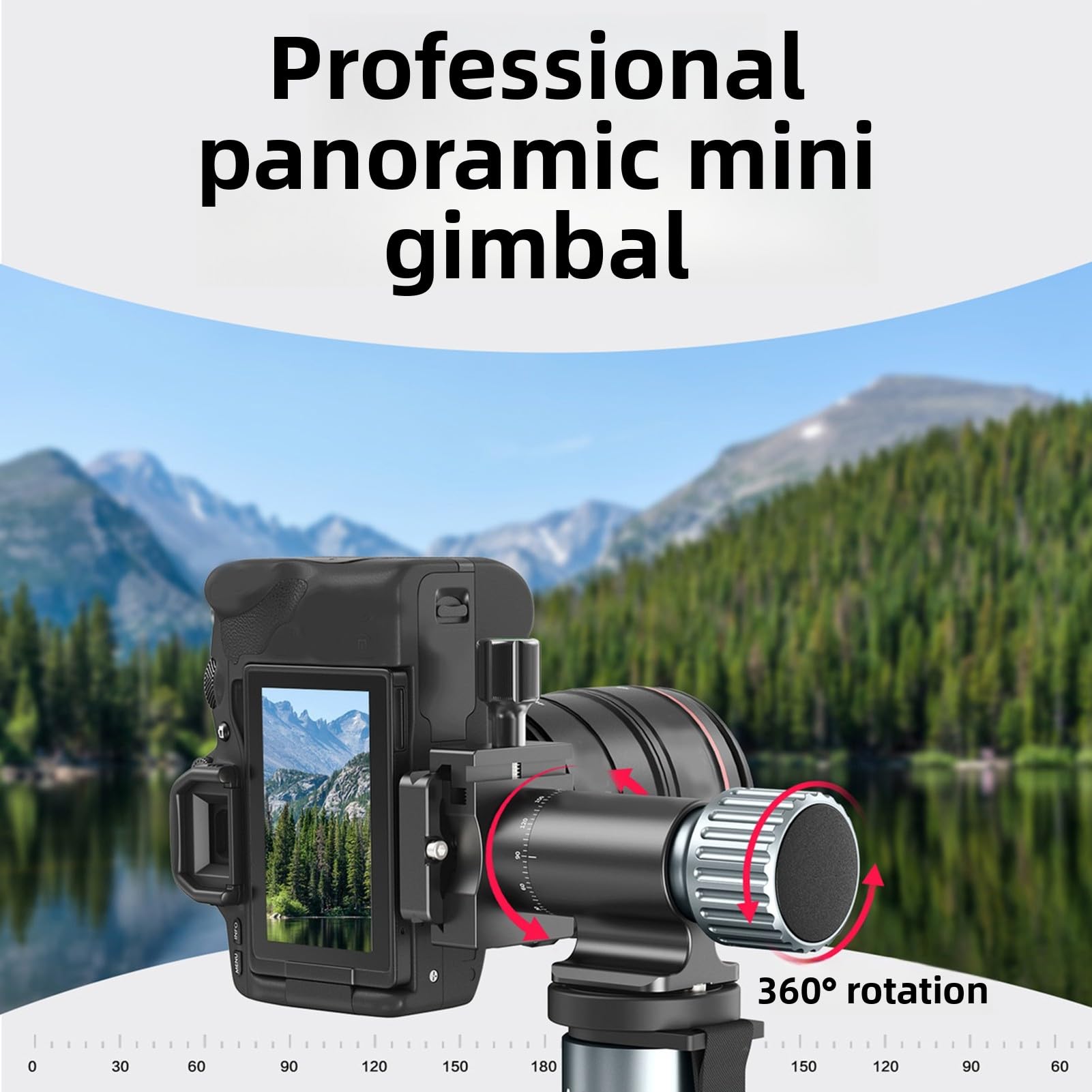banapoy Testa Cardanica Monopiede, Testa Monopiede Panoramica 360° per Teleobiettivi con Piastra Sgancio Rapido, Attacco per Treppiede, per DSLR, Fotocamere Mirrorless, Videocamere