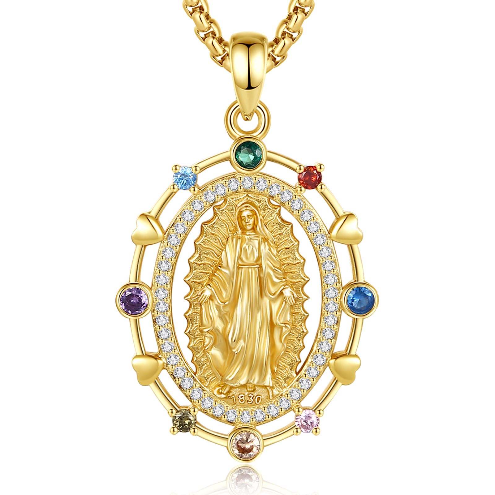 Collana con Ciondolo in Argento Sterling 925 con Santi e Arcangeli per Donne e Uomini, Medaglia Dell'Arcangelo Michele Regalo di Gioielli della Vergine Maria San Cristoforo, 24"