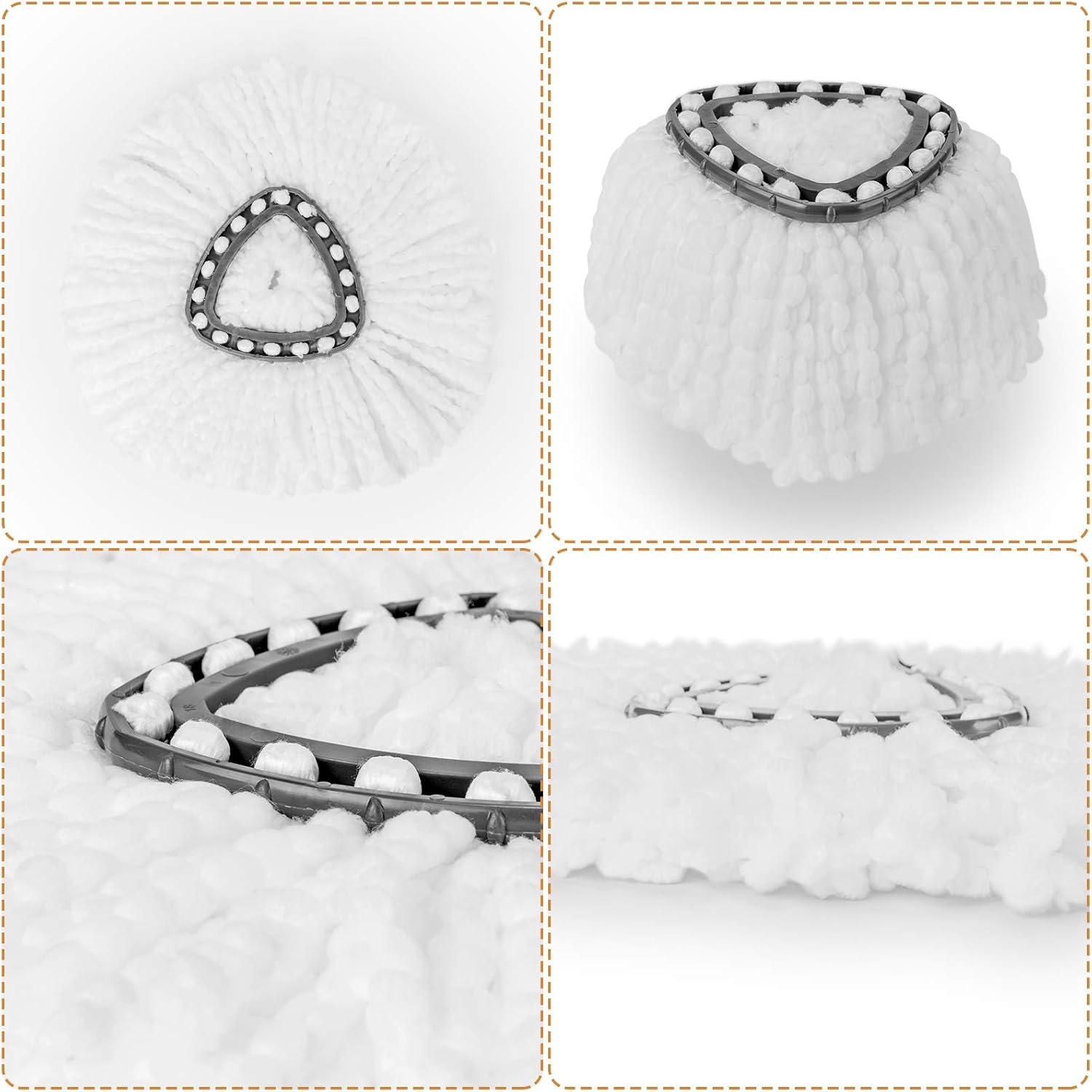 10 Pack Spin Mop Replacement Heads for Spin Mop, 100% Microfiber EasyWring Mop Head Refill, Mop Head Replacement for Easy Cleaning Mop Refill, Triangle Spin Mop Refills for All Hard Flooring Surface : Health & Household