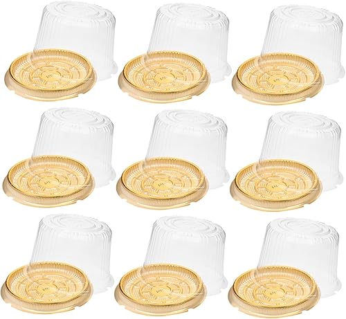 Miniatura 2 de NOLITOY Caja de 40 piezas para tartas, contenedor de plástico para cupcakes, soporte redondo con tapa, portador alto para tartas, envoltura de