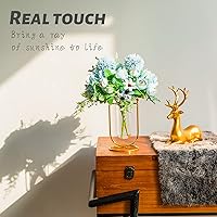 Vista 6 de Flores artificiales con jarrón, centros de mesa de boda para mesas, arreglos de flores falsas para decoración de bodas, decoración de mesa de centro