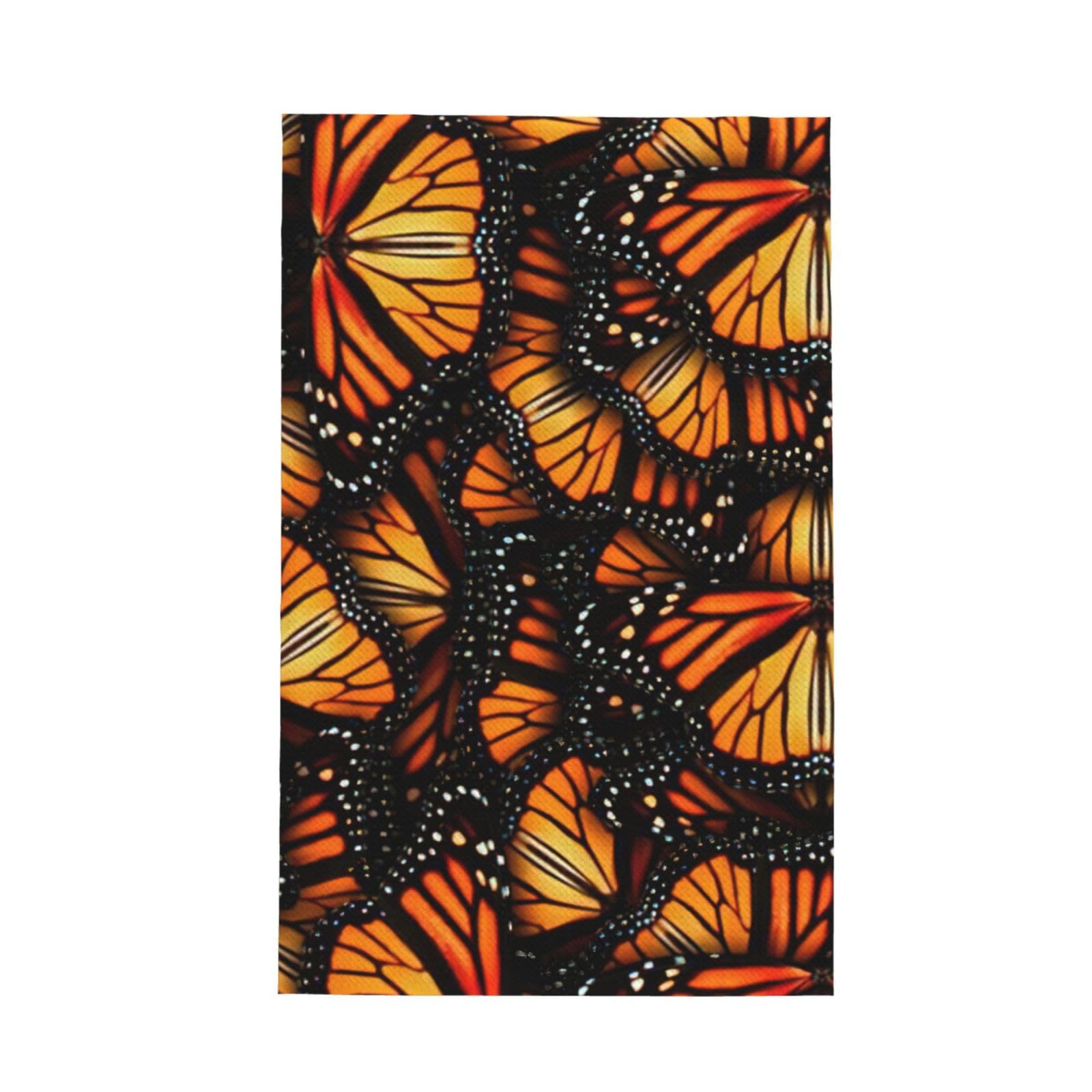 CKGODGF Heaps Of Orange Monarch Butterflies Print Absorbent Waffle Dishcloths,Kitchen Towels With Hanging Loops,Tea Towels.
