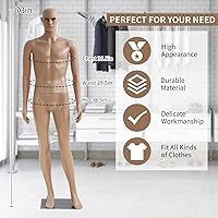 Vista 41 de BLKMTY Maniquí femenino de 69 pulgadas con forma de vestido de cuerpo completo, modelo de ropa, maniquí ajustable, maniquí desmontable realista