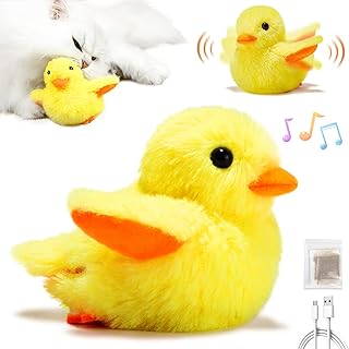 Interactive Cat Toy, Yellow Duck Toy for Cats, Rechargeable Fluttering Duck, Rechargeable Plush Cat Toy, Interactive Touch Activated Cat Dog Toy product image