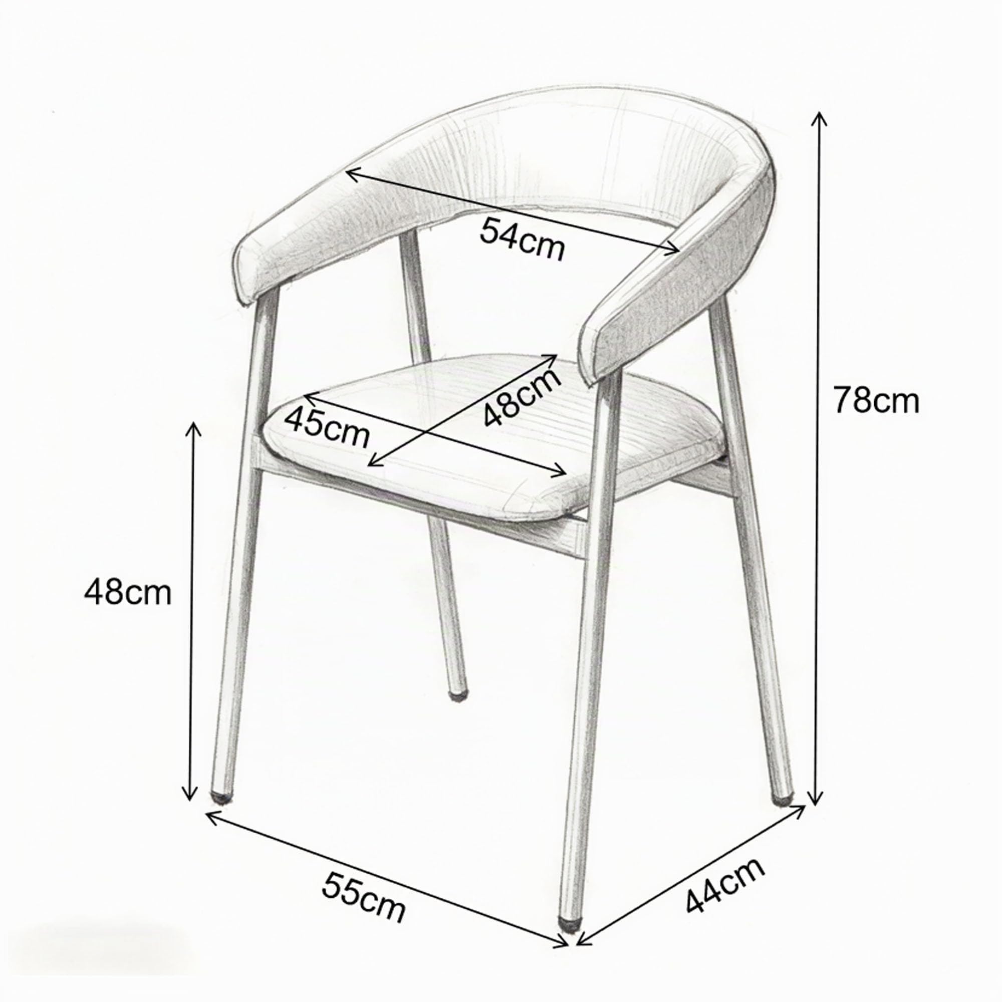 Sedie da pranzo Set di 2 ergonomiche colore beige-rovere | Bracciolo ergonomico e gambe curve in metallo con venature del legno, sedia da soggiorno