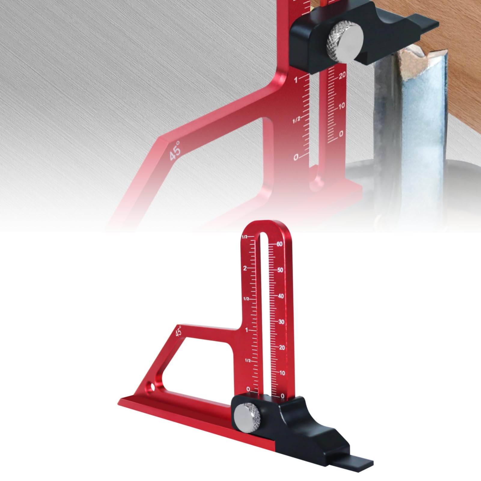 Table Saw Height Gauge Ruler, Adjustable 0 to 60mm Accuracy Depth Measuring Tool with Metric and Inch Scale, Aluminum Alloy Woodworking Height Measurement Tool Setting Gauge