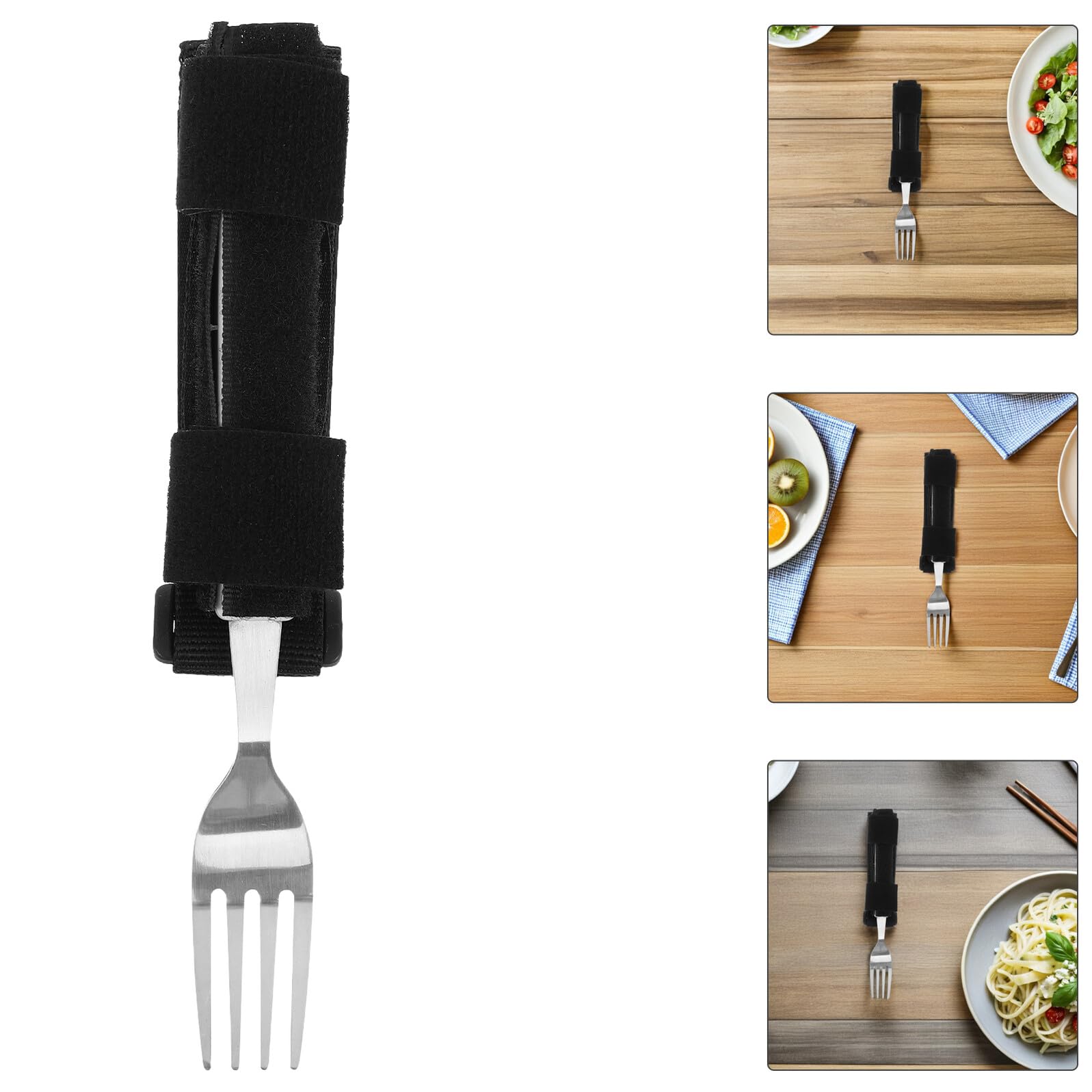 2 Piezas Soporte Adaptativo de Cubiertos para Discapacidad Puño con Correa Ergonómica para Tenedor y Cuchara Aplicables para Adultos Mayores y Personas con Temblor de Mano