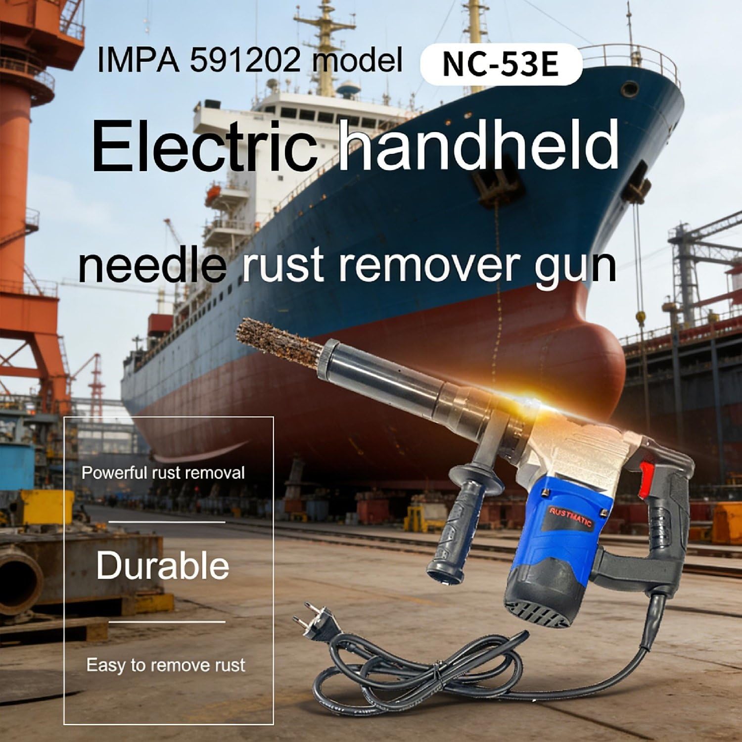 Desincrustador eléctrico de Agujas, removedor de óxido portátil de 1100 W, Herramienta de eliminación de Pintura de Alta Resistencia con 23 Agujas, para automóviles, Barcos y Cubiertas.