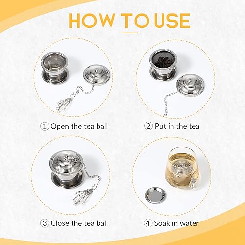 Miniatura 3 de 3 juegos de infusores de té más empinados para soporte de té de hojas sueltas, filtros de malla de bola de té de acero inoxidable con bandejas de