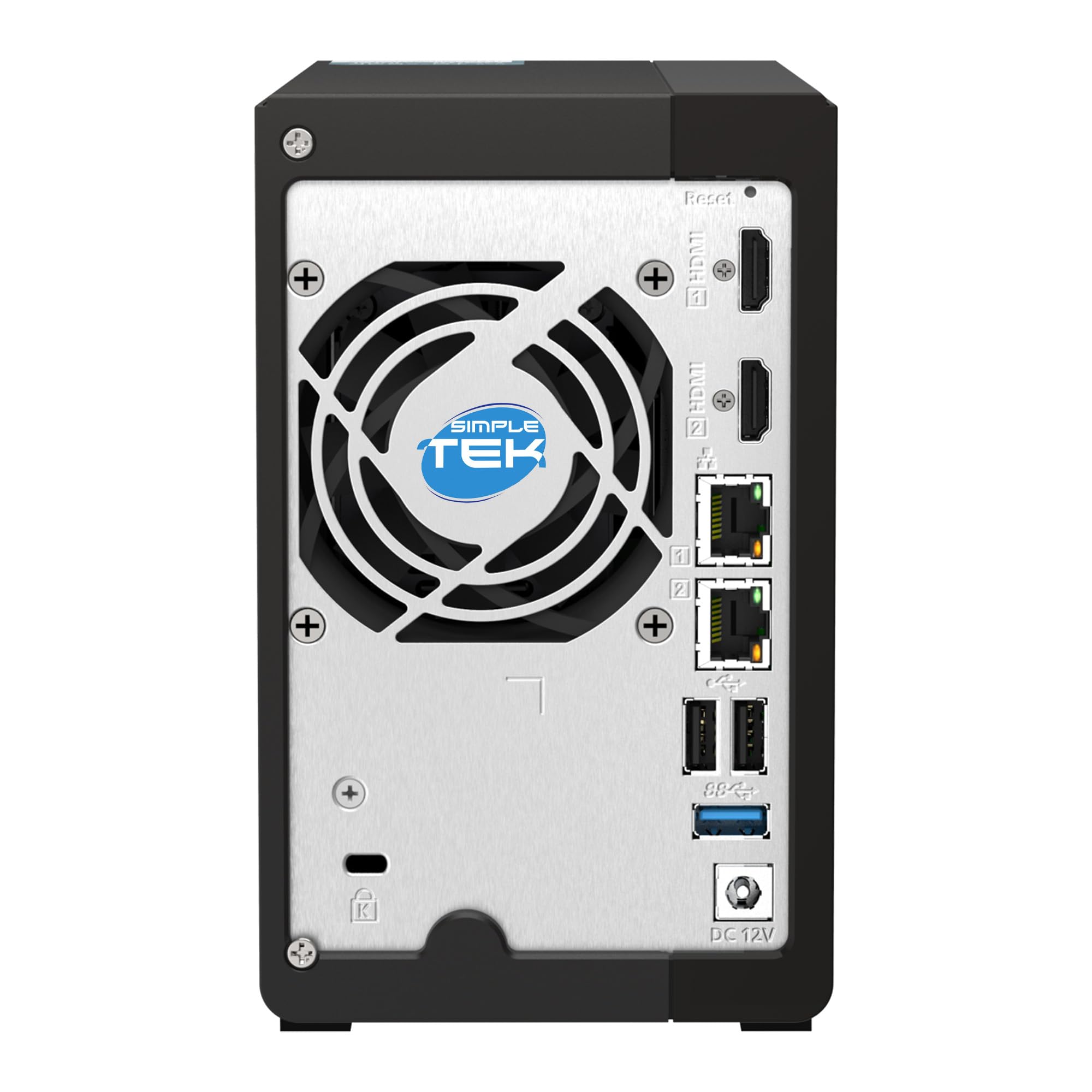 SIMPLETEK - Server Storage NAS a 2 Vani con 2x SSD 960GB - Quad-Core 2.0GHz - 8GB RAM DDR4 Integrata - 2 Slot M.2 NVMe - Doppia Rete 2.5GbE