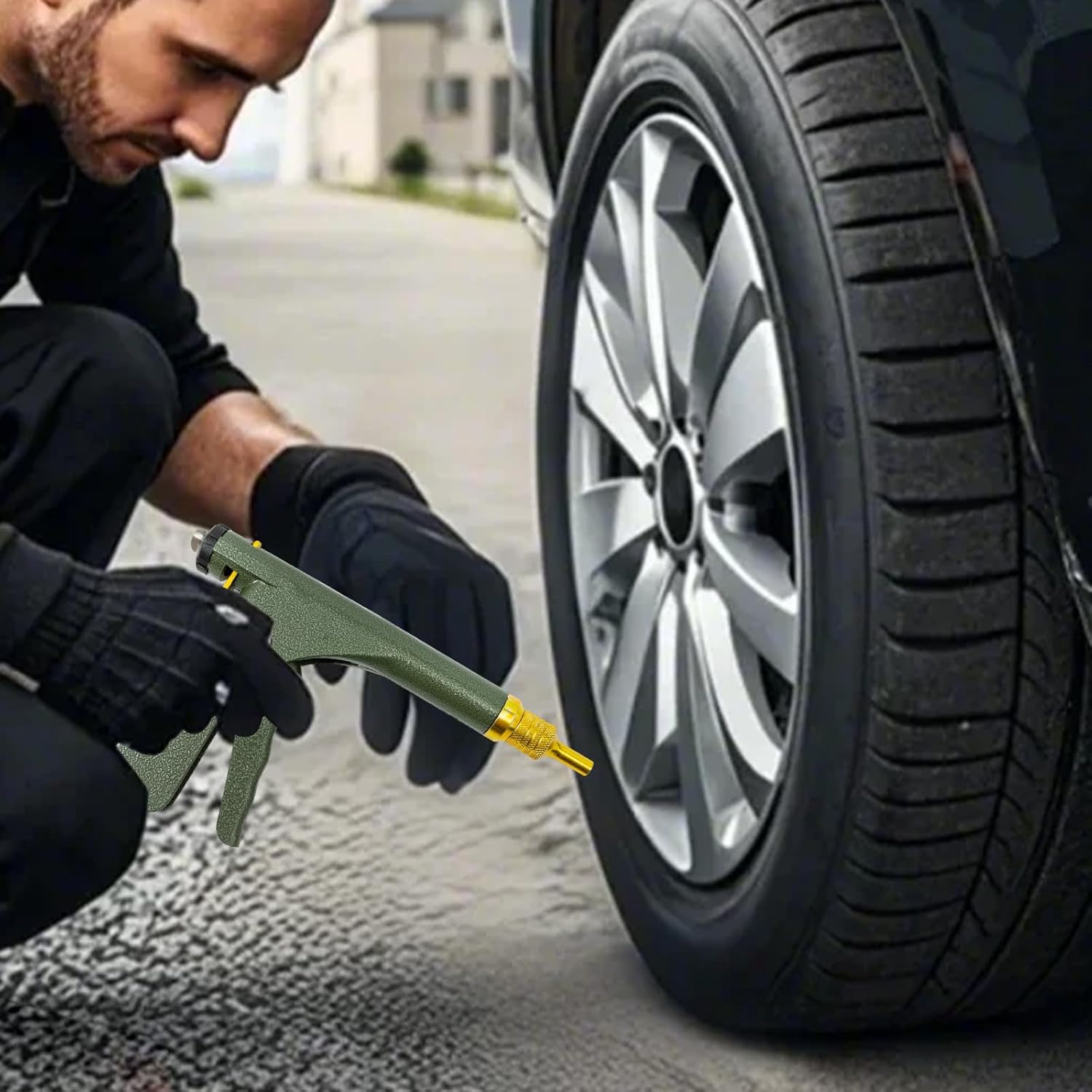 Tire Plug Gun, Car Tire Plugger, Tubeless Tyre Wheel Repair Gun Kit with Mushroom Plugger, Tire Plug Gun Repair Kit