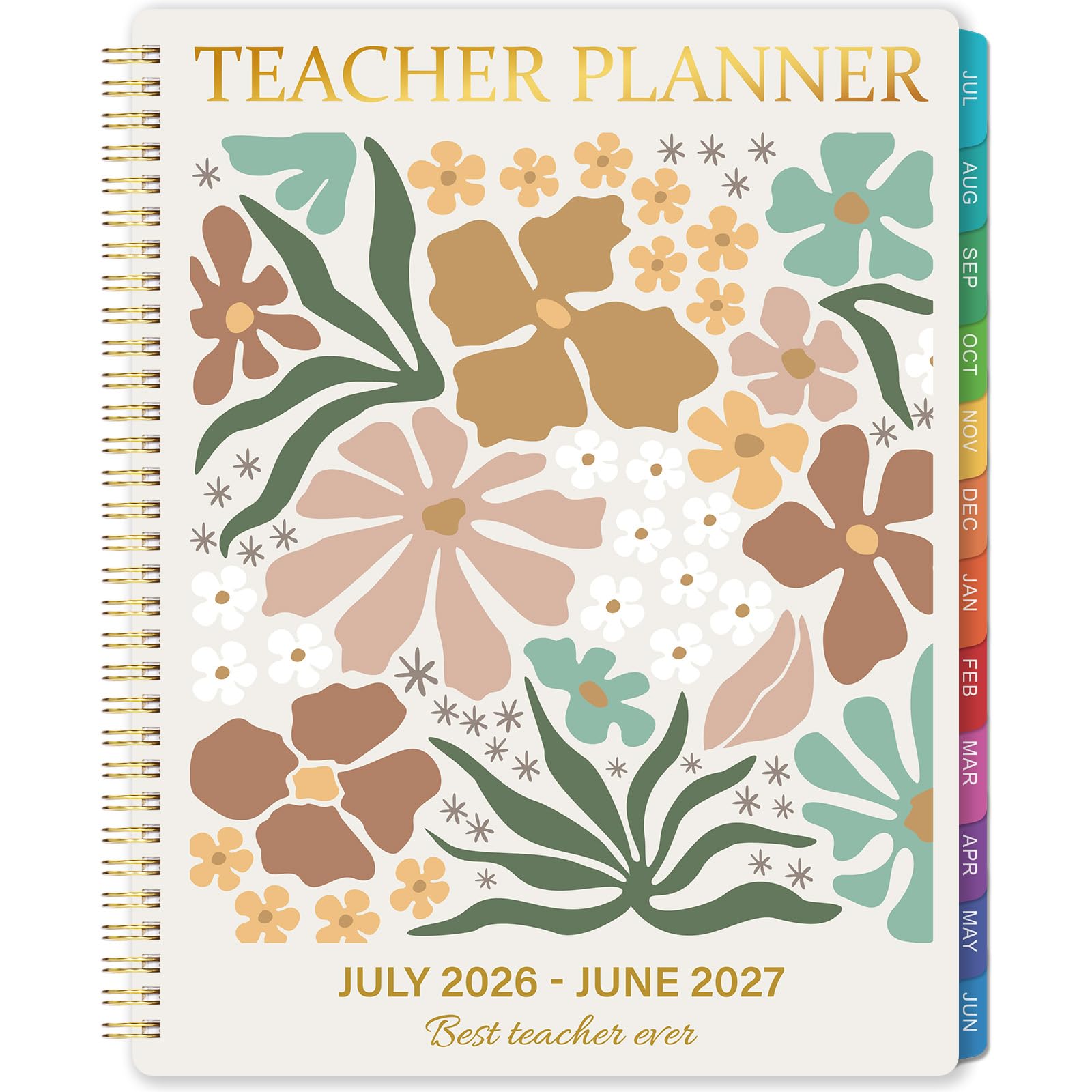Lehrerplaner 2026–2027 – Lehrer-Unterrichtsplaner 2026–2027, akademischer Organizer mit bunten Reitern, 21,6 x 27,9 cm