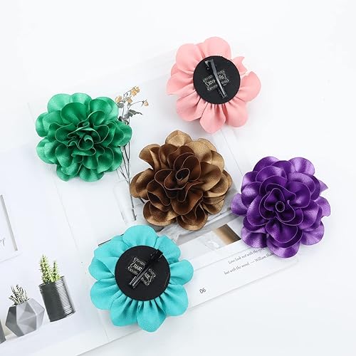 Miniatura 7 de Paquete de 12 pinzas para el cabello de satén sólido con flores grandes, diseño de cocodrilo, horquillas para el cabello, accesorios para mujeres,