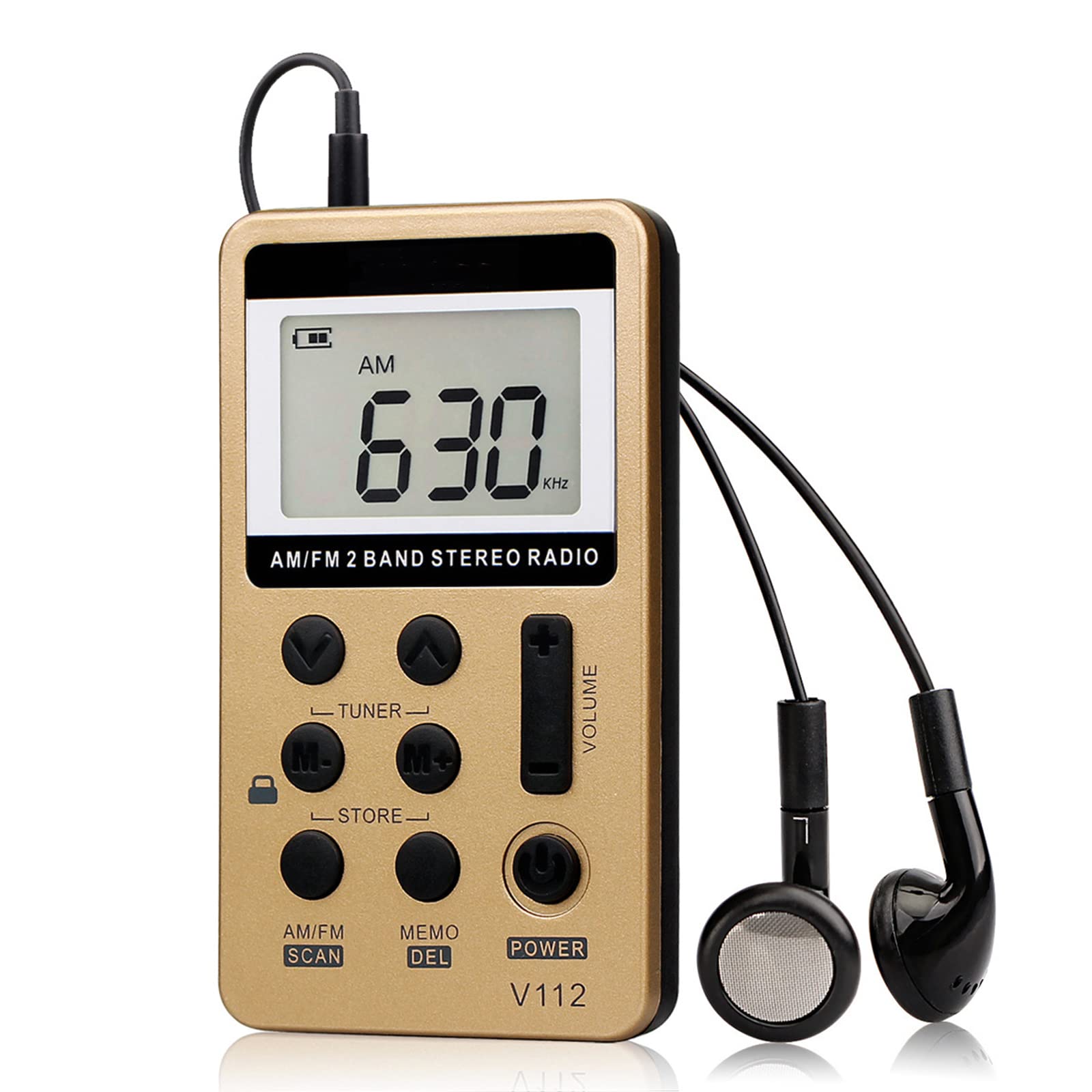 Mini Radio Portable, Petite Radio FM AM avec Écouteurs, Batterie Rechargeable de 500 mAh, Stockage de Recherche Automatique,Rouge