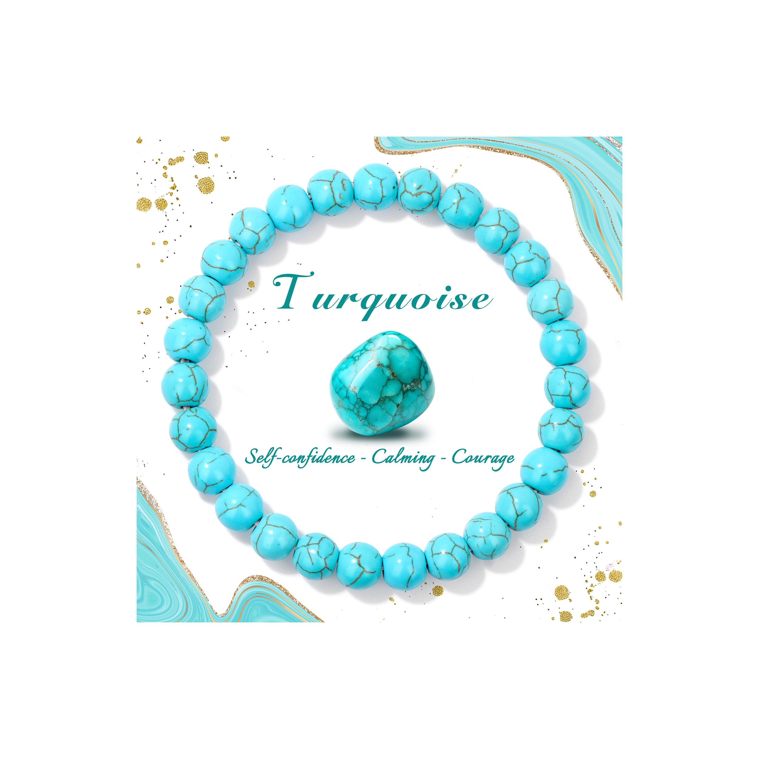 Raicegs 4 6 8MM Beaded Bracelets Healing Crystal Bracelet for Women Men Natural Stone Handmade Stretch Bracelet Reiki Spiritual Jewelry