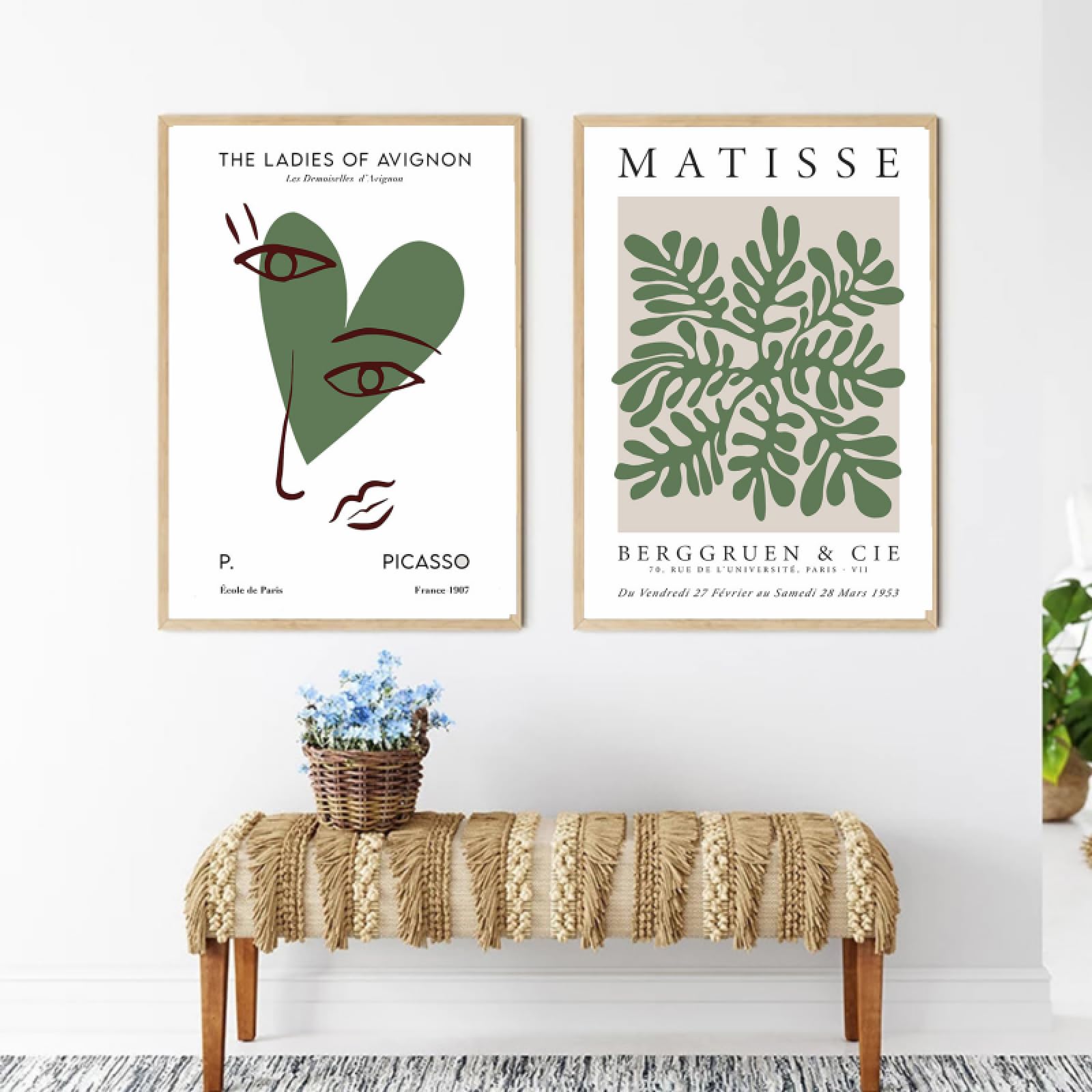 SDVIB Green Henri Matisse William Morris Coral Wall Art Canvas Painting Nordic Posters And Prints Wall Pictures For Home Decor19.6”x 27.5”(50x70cm) x2 No frame