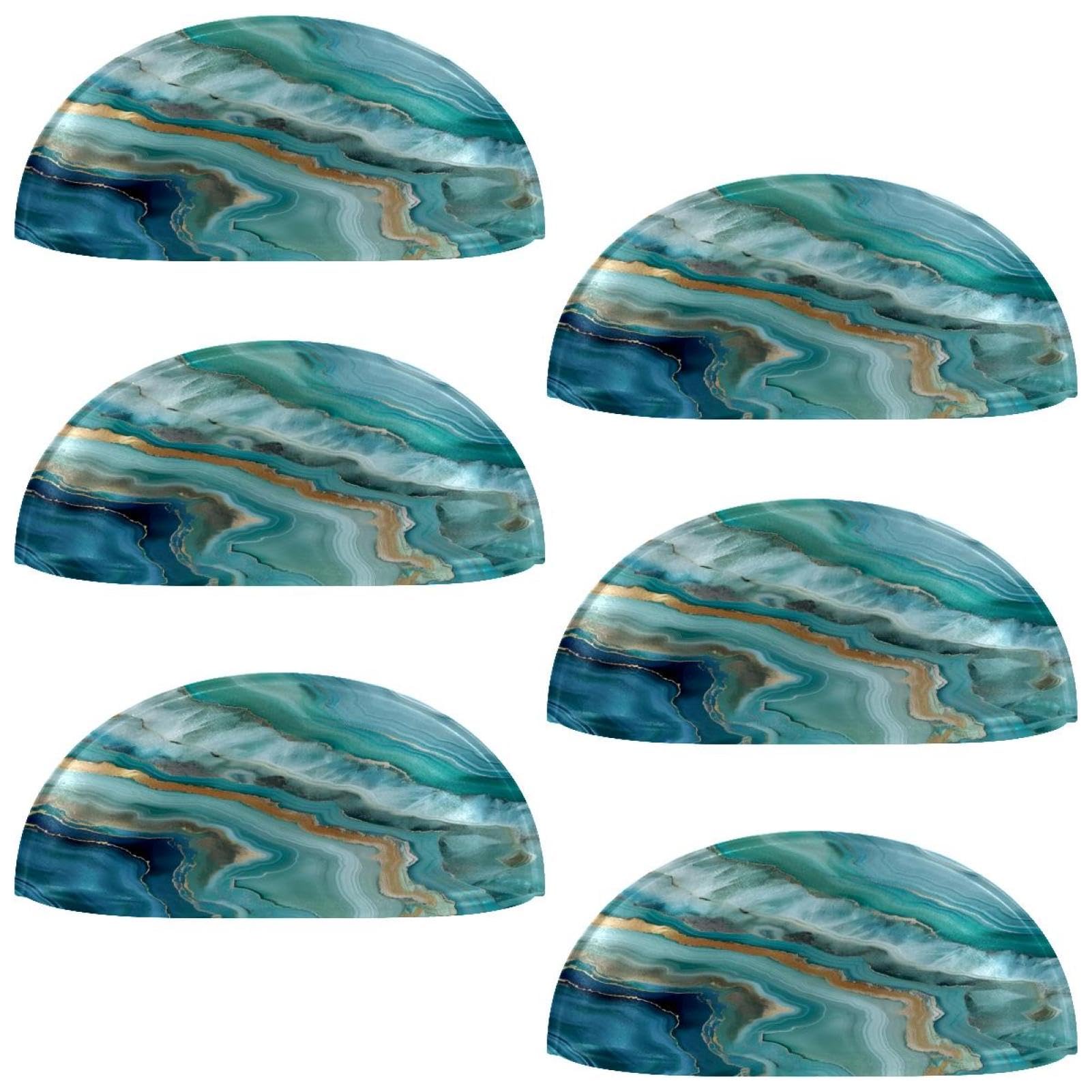 Luoweisi Multi 17 6 Pcs Shell Cup Handles, Teal Agate Print Drawer Pull Handles, Semi Circle Kitchen Cupboard Door Handles And Knobs, Furniture Cabinet Dresser Knobs Handles With Screws