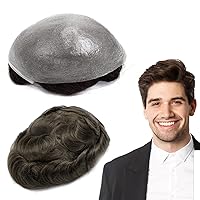 Vista 42 de GEXWORLDWIDE GEX - Peluca de cabello humano ultra fino de 62 colores para hombre, 0.002 in, 8 x 10 pulgadas, cabello humano negro azabache oscuro