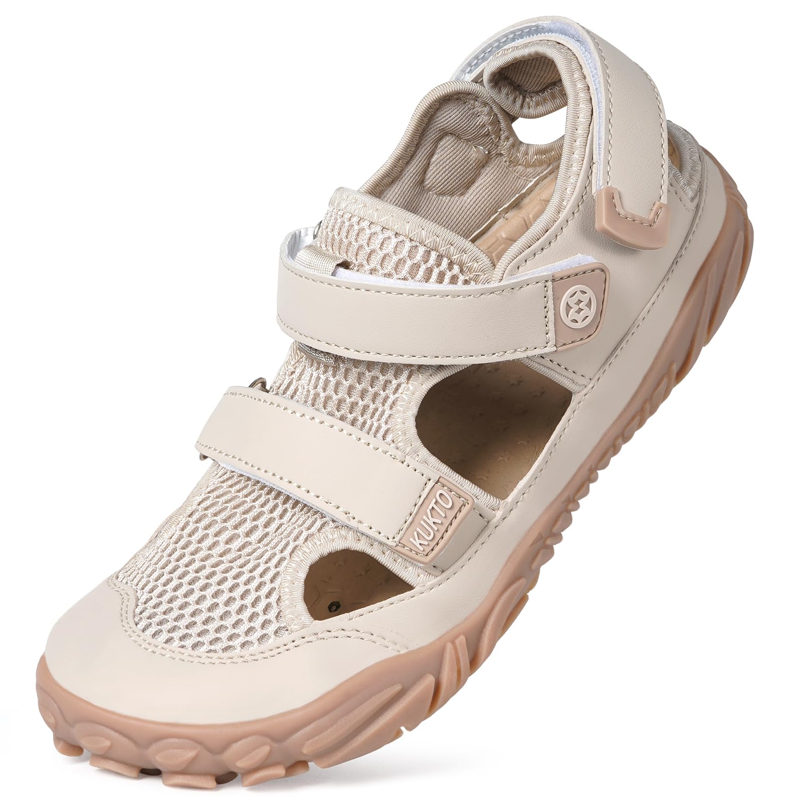 Wide Barefoot Beach Hiking Sandals Quick Dry Water Shoes Aqua Swim Shoes Breathable with Arch Support Mens Womens for Summer Sport Boating Fishing Diving Surfing,Beige,42,US 10 Women/8.5 Men