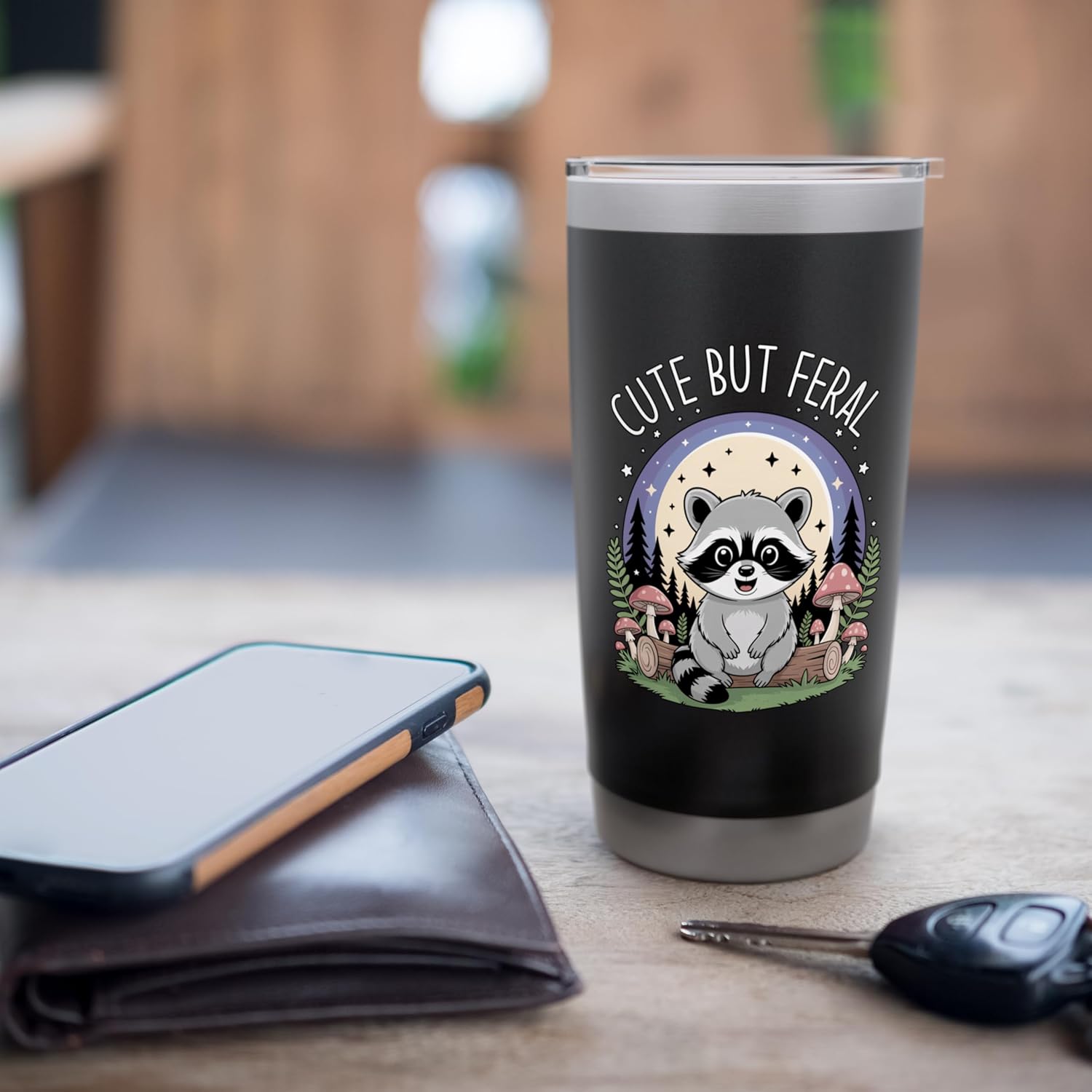 Cute But Feral Raccoon Stainless Steel Insulated Tumbler - Image 7