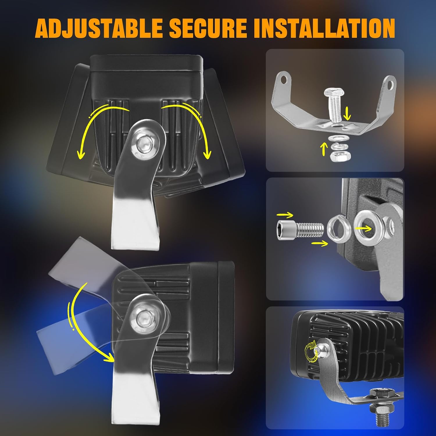 Hood Ditch Light Brackets with 3’’ 50W Yellow LED Pods Combo Beam Compatible with Toyota Tacoma 2016–2020 No-Drill Mount Kit for Off-Road Lighting Upgrade