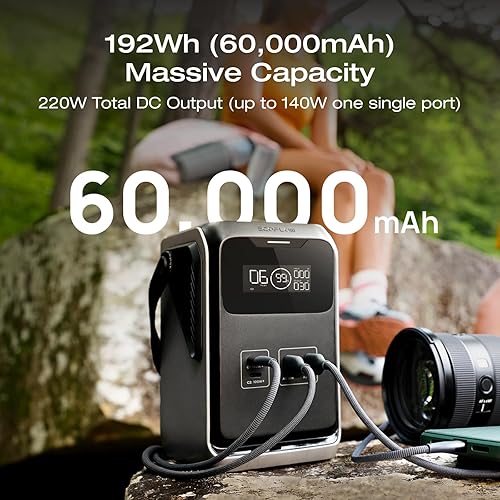 Miniatura 2 de EF ECOFLOW Estación de energía portátil Trail 200 DC con bolsa de viaje, batería LiFePO4 de 192 Wh, salida de CC de 220 W, banco de energía compacto