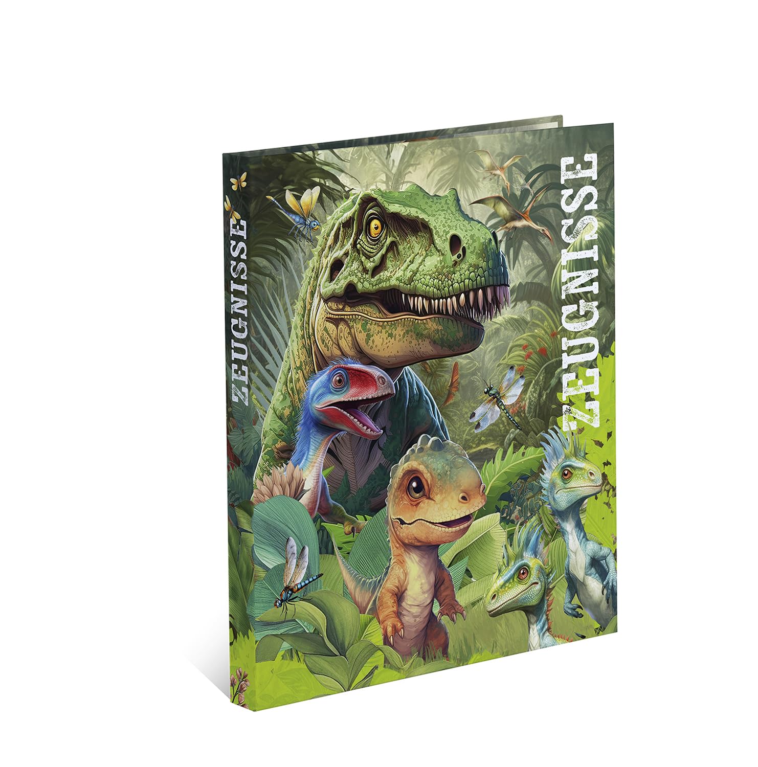 Herma Certificate Folder A4 Dinosaur, Certificate Folder with 10 Transparent Pockets for 20 Certificates, Certificates and Documents, Certificate Ring Binder with Inner Print, 4-Ring Mechanism and