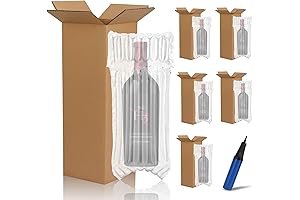 Corrugated Wine Boxes with Inflatable Wine Bags for Secure Wine Transportation (12 PCS)