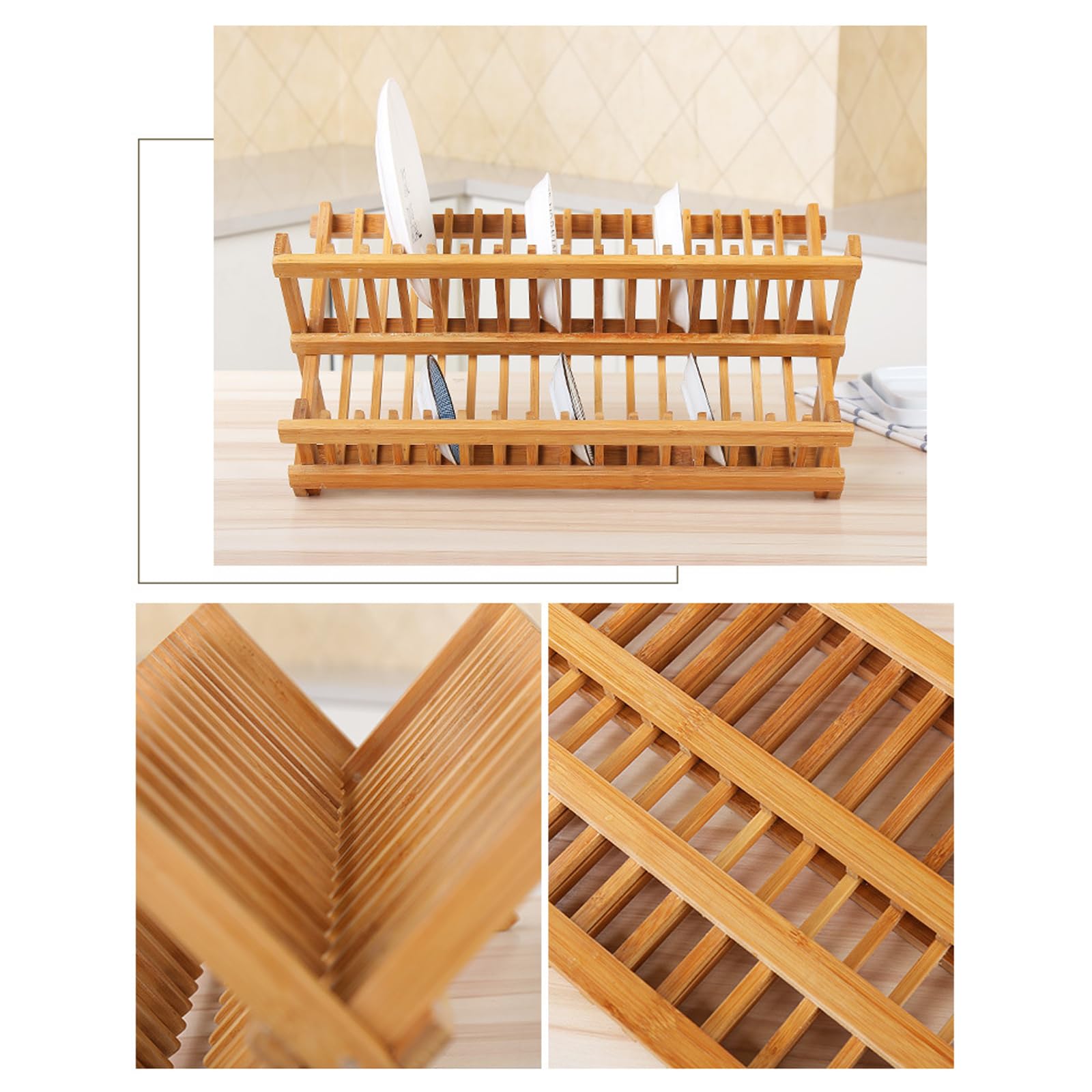 Moderno Bamboo Stazione di Asciugatura Per Ciotola Piatti Ciotole Tazze Legno Naturale Cucina Piano Di Lavoro Utensili Stand di Scarico Cucina Piano di Lavoro Organizzatore di Conservazione