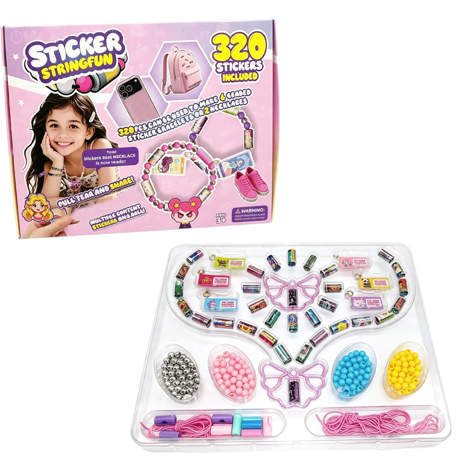 KIURIC DIY Friendship Bracelet Making Kit for Kids with Sticker Bracelets