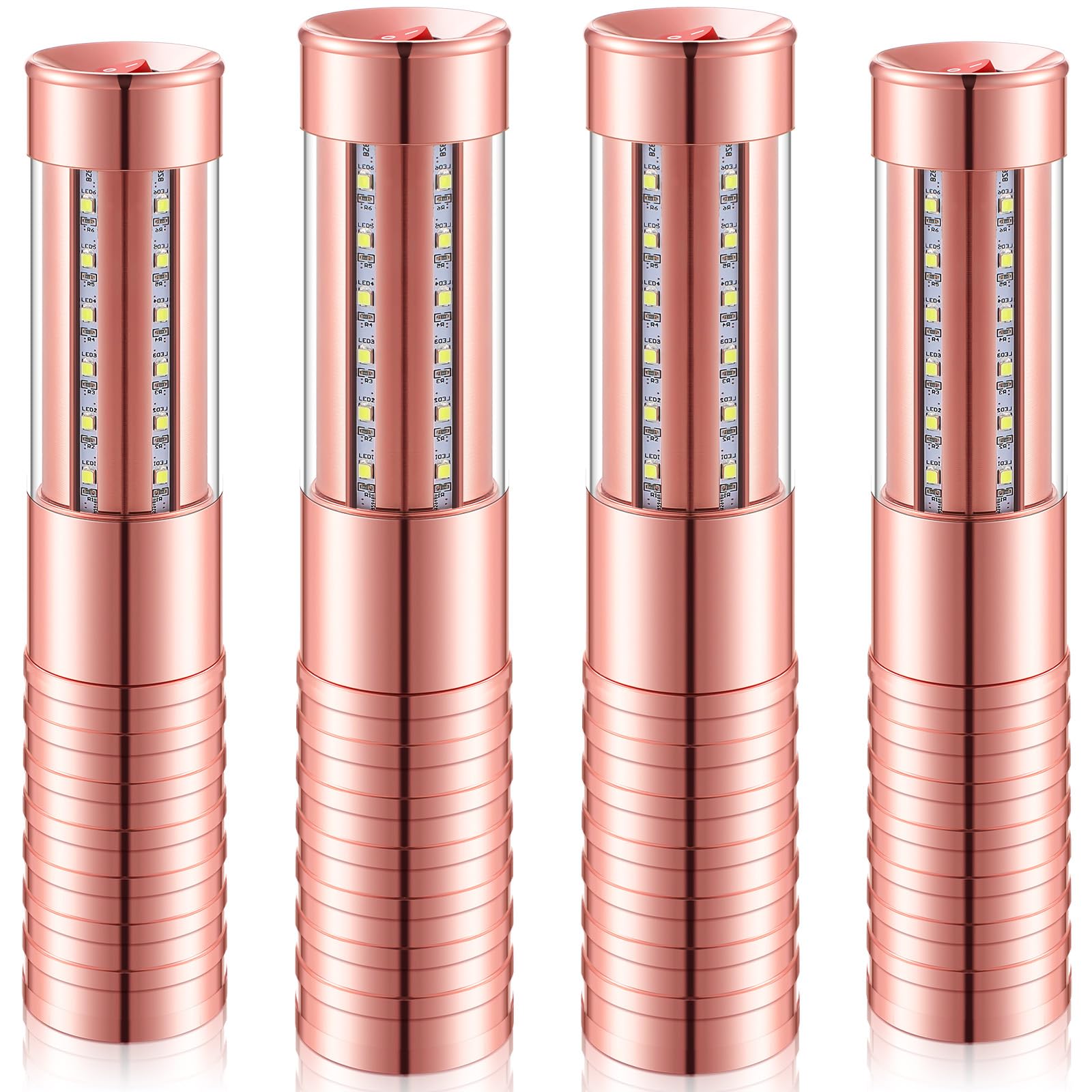 Civaner Upgrade 4 Pcs Bottle Service Lights LED Strobe Baton Bottle Girl Lights Rechargeable Handheld Flashing Club Signs for Birthday Wedding Party(Rose Gold White Light)