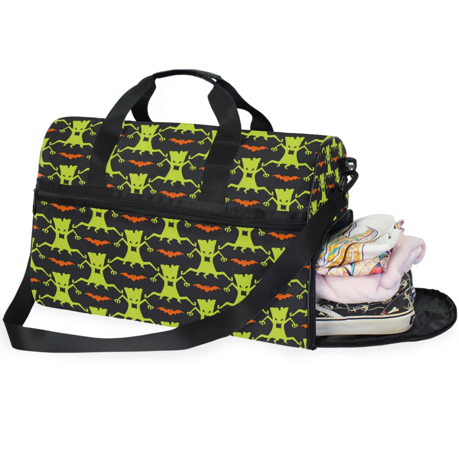 Fledermausbaum Halloween Sporttasche Badetasche mit Schuhfach Reisetaschen Handtasche für Reisen Frauen Mädchen Männer