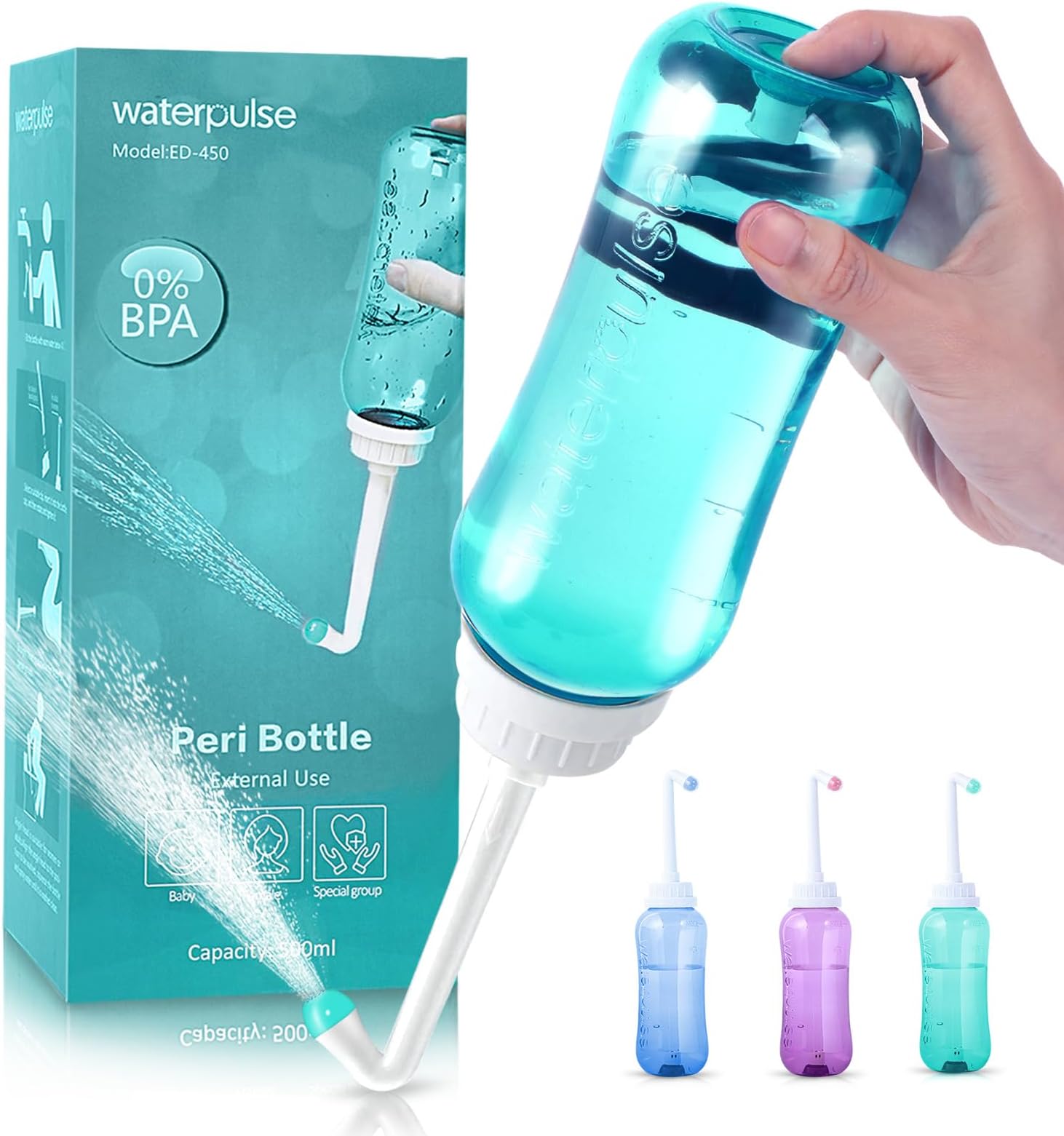 Portable Bidet for Postpartum Care-500ml Green Travel Bidet Portable Bidet for Toilet UK, Upside Squirt Portable Bidet Squeezable Hygiene Wash for Perineal and Pregnancy (Green-500)