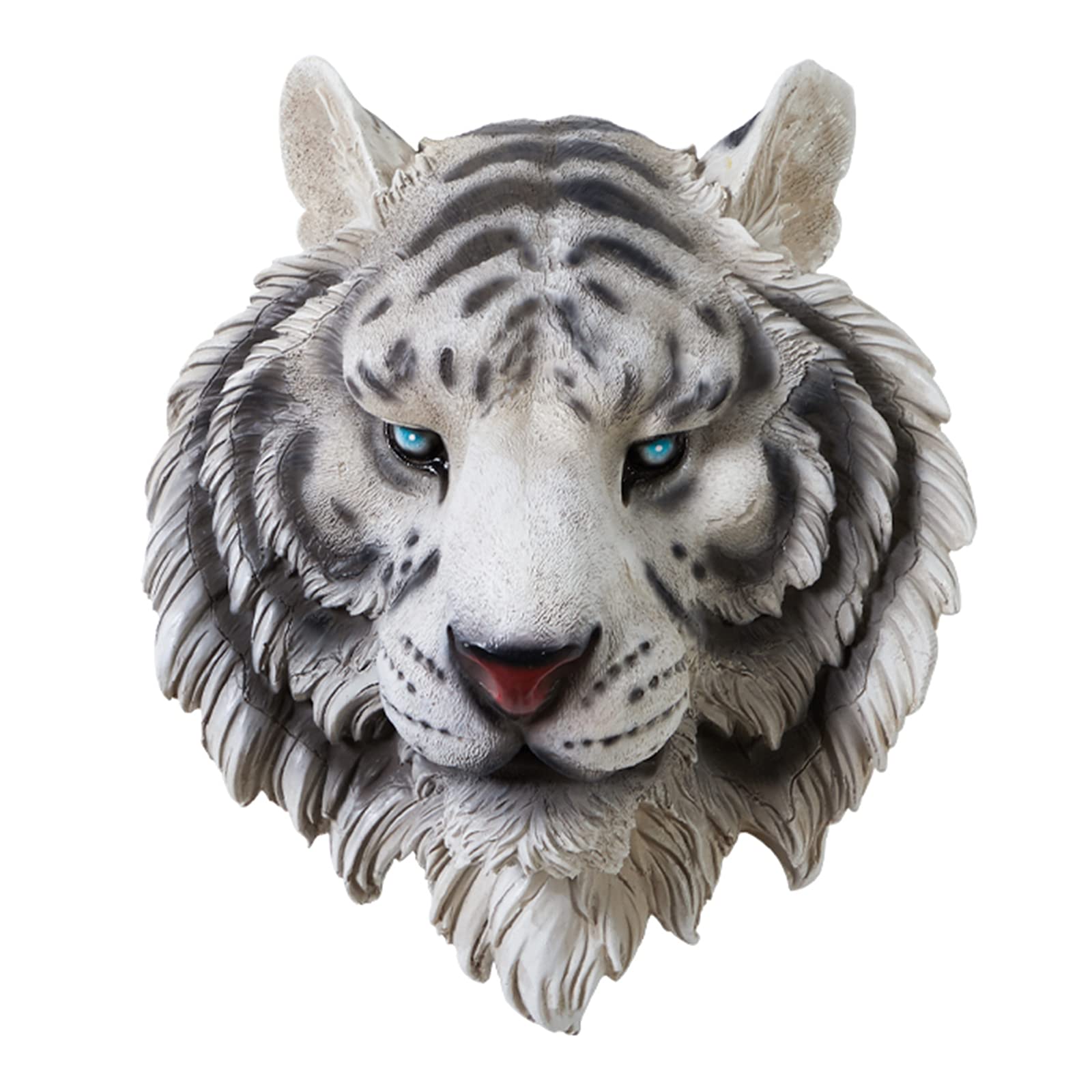 YXCQHZM Faux Head Bust Mounted - Lion Head Wall Decor - 14" Tall Fake Resin Animal Mount Horses Hanging Bust Plaque Taxidermy Replica Decor Art (white)