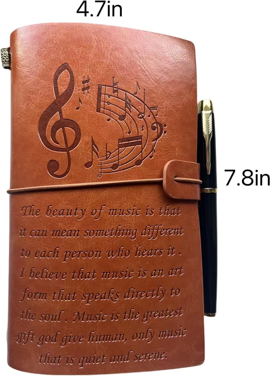 Leather Bound Musician Journal - Unique Music Journal Notebook for Soulful Expression, A6 Size with Inspirational Music Quotes, Half Lined & Blank Pages, Pen Holder. Gift Set (Includes Pen)​ - Image 2