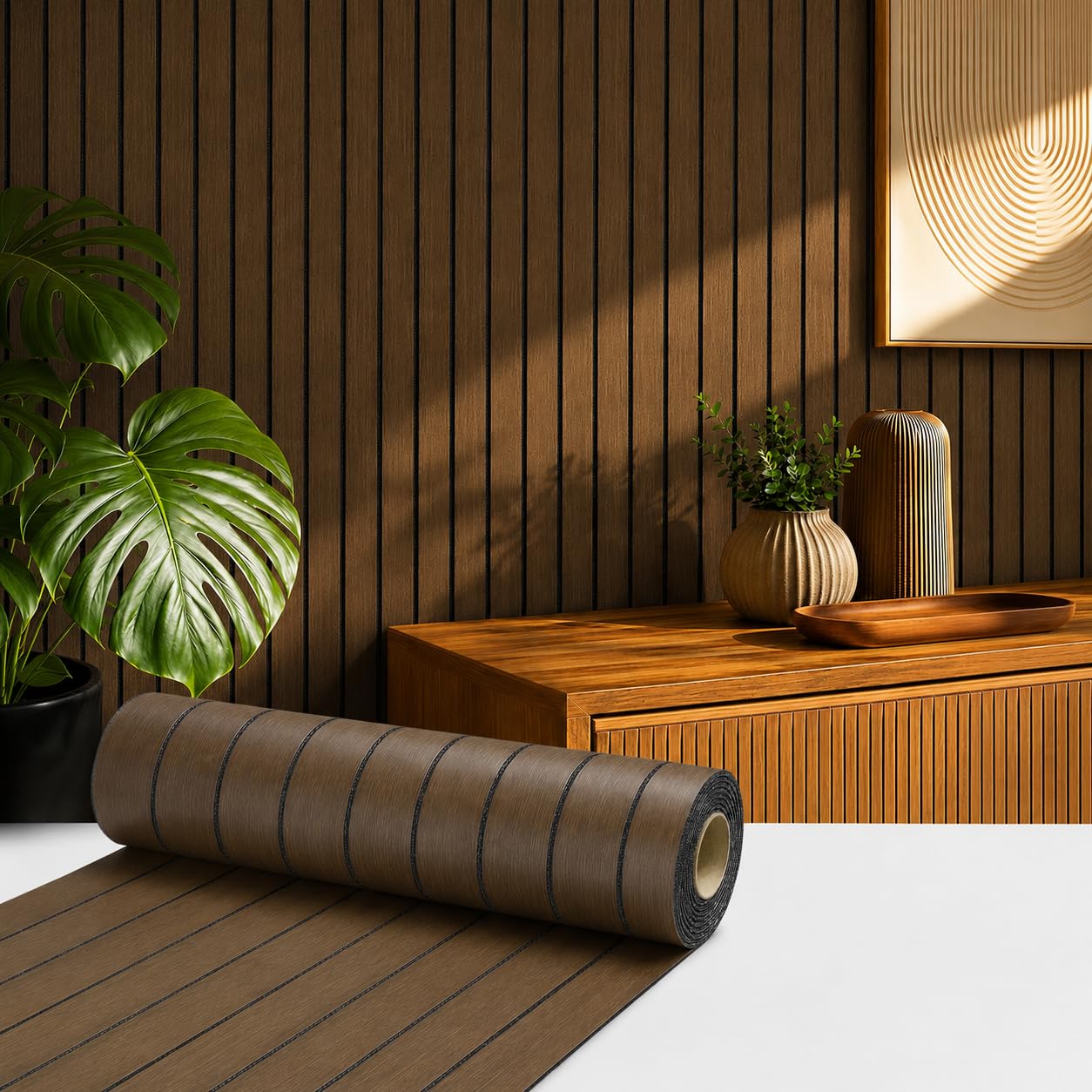 3D Wood Panels,Brown Peel and Stick Wall Panels,Easy Install