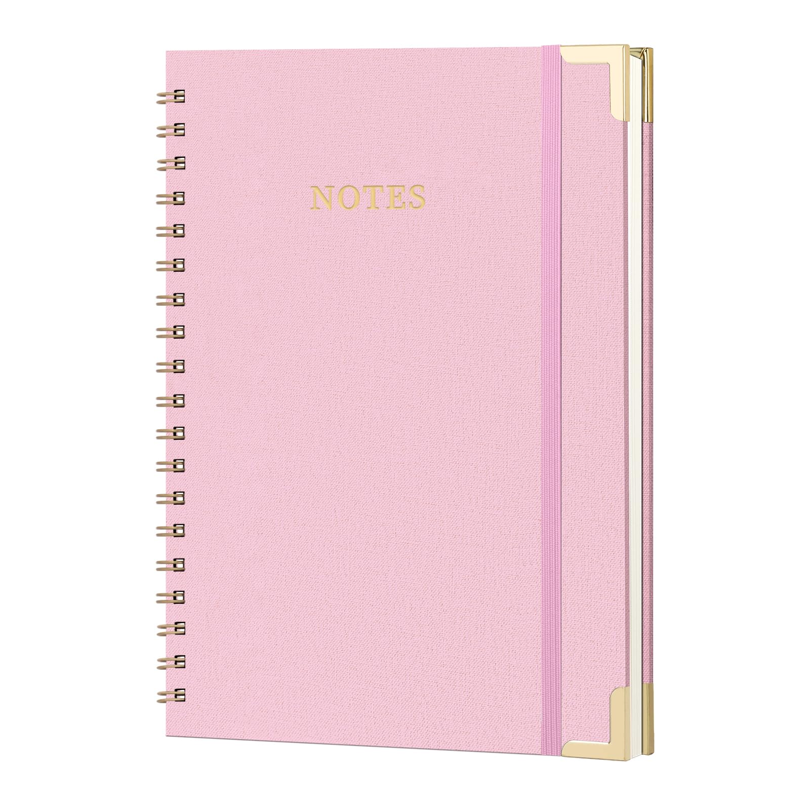 ALKALO B5 Spiral Notebook Journal, (6.9×9.8'') 100 Pages 50 Sheets Linen Hardcover College Ruled Journaling For Work & Note Taking Thick Spiral Journal For Writing Daily Journal For Women & Men -Pink