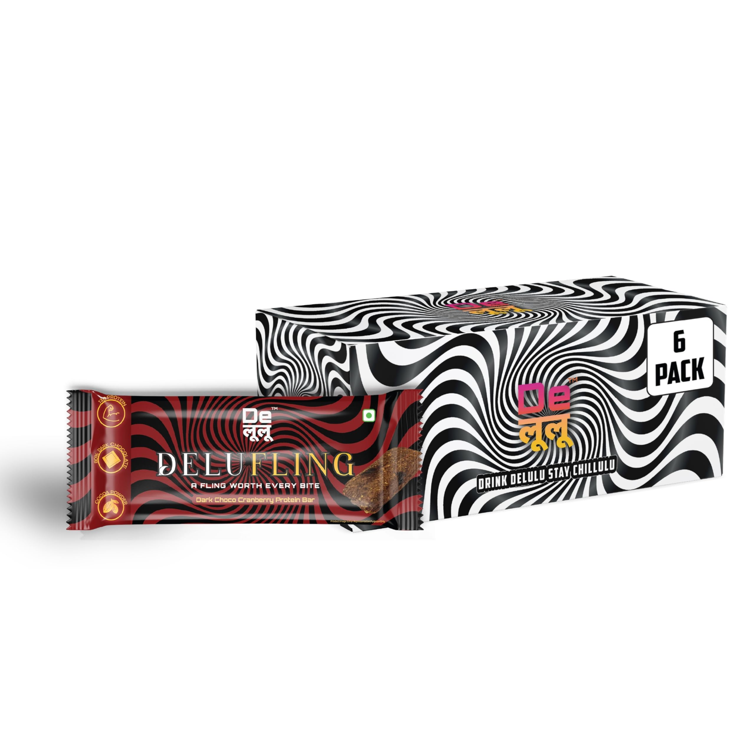 Delulu Delufling Dark Choco Cranberry - Protein Bar, Whey Based Snack With Fibre | Ready To Eat Fitness Food, Post Workout Bite | Vegetarian On-The-Go Option For Office & Travel - 50 Gm (Pack Of 6)-image-47