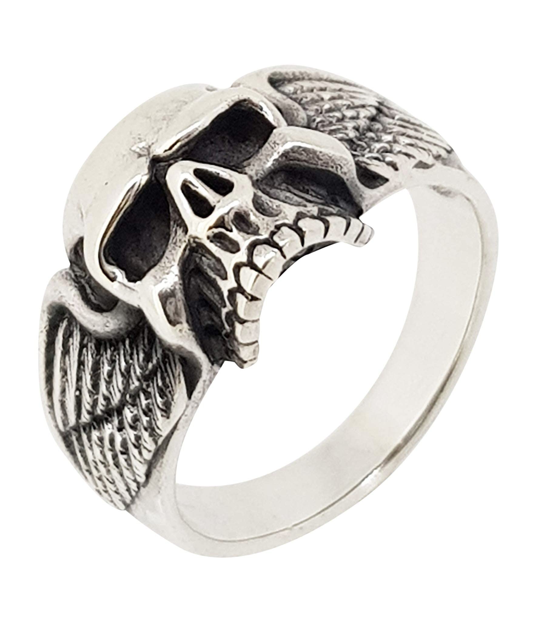 Treasure Bay Anillo de plata de ley 925 pulido con calavera de motociclista